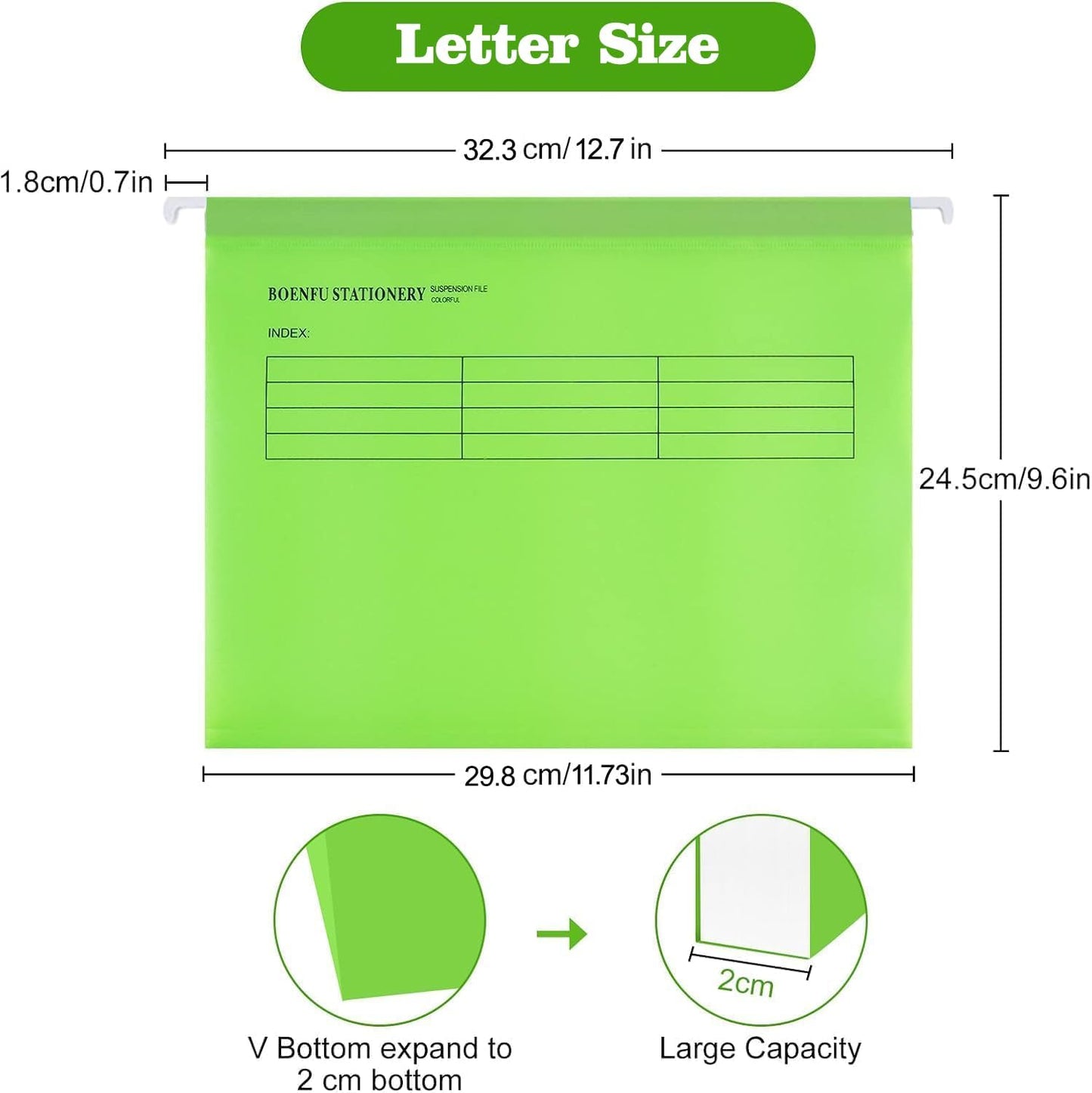 BOENFU 24 Pack Colored Hanging File Folders Letter Size Plastic File Folders with Adjustable Tabs, 2 Markers, Hanging Organizer File Folders for Efficient Filing