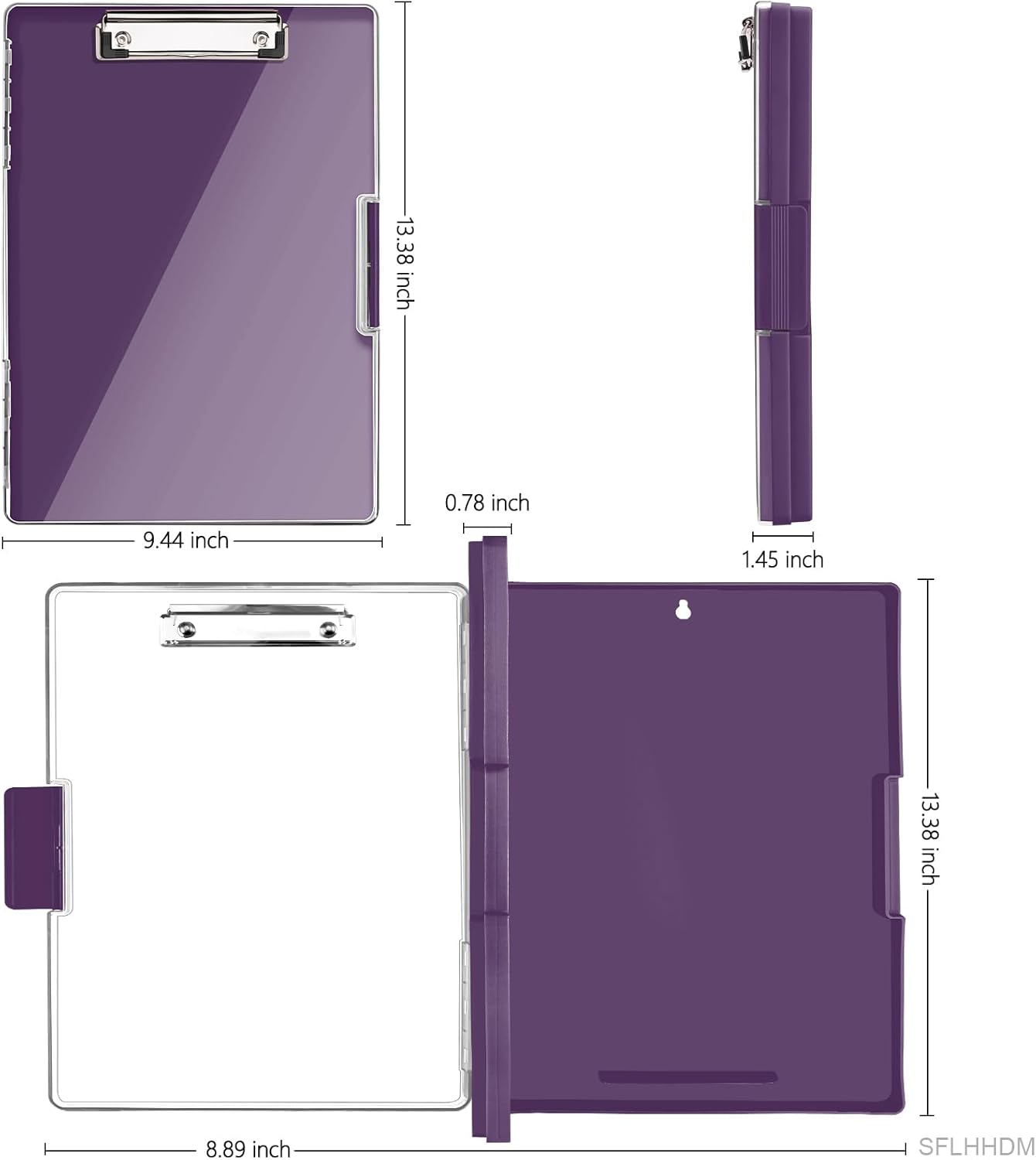 Clipboard with Storage,Heavy Duty Clip Boards 8.5x11 with 2 Storage Case,Clear Visible Top Panel Storage Clipboards,Side Open Clip Boards,Nursing Clipboard Folder Case for Office Supplies-Dark Purple