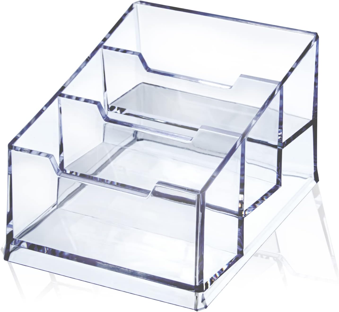Clear Acrylic Business Card Holder,3 Tier Premium Acrylic Clear Business Card Holder Stand for Desk Fits 150 Business Cards