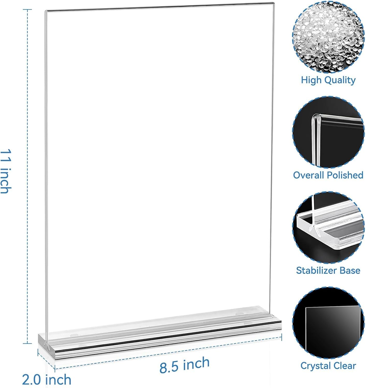 EHWINE 6 Pack Acrylic Sign Holders - 8.5 x 11, Double-Sided Stand Up Table Top Sign Holders, Clear Acrylic Picture Frame Menu Flyer Paper Display Stand for Office Business Store Wedding Party