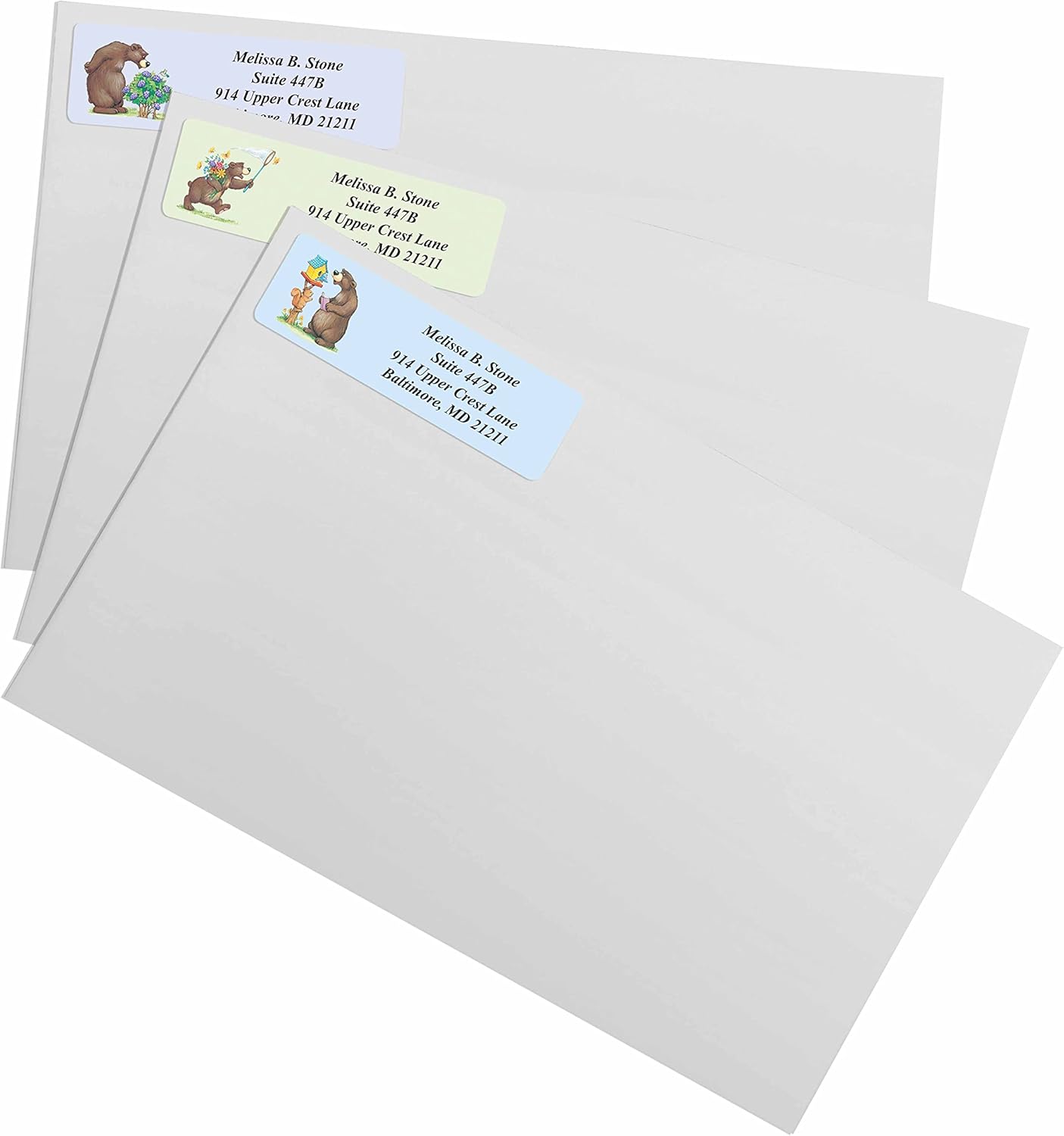 Bears Designer Assorted Rolled Address Labels with Elegant Plastic Dispenser