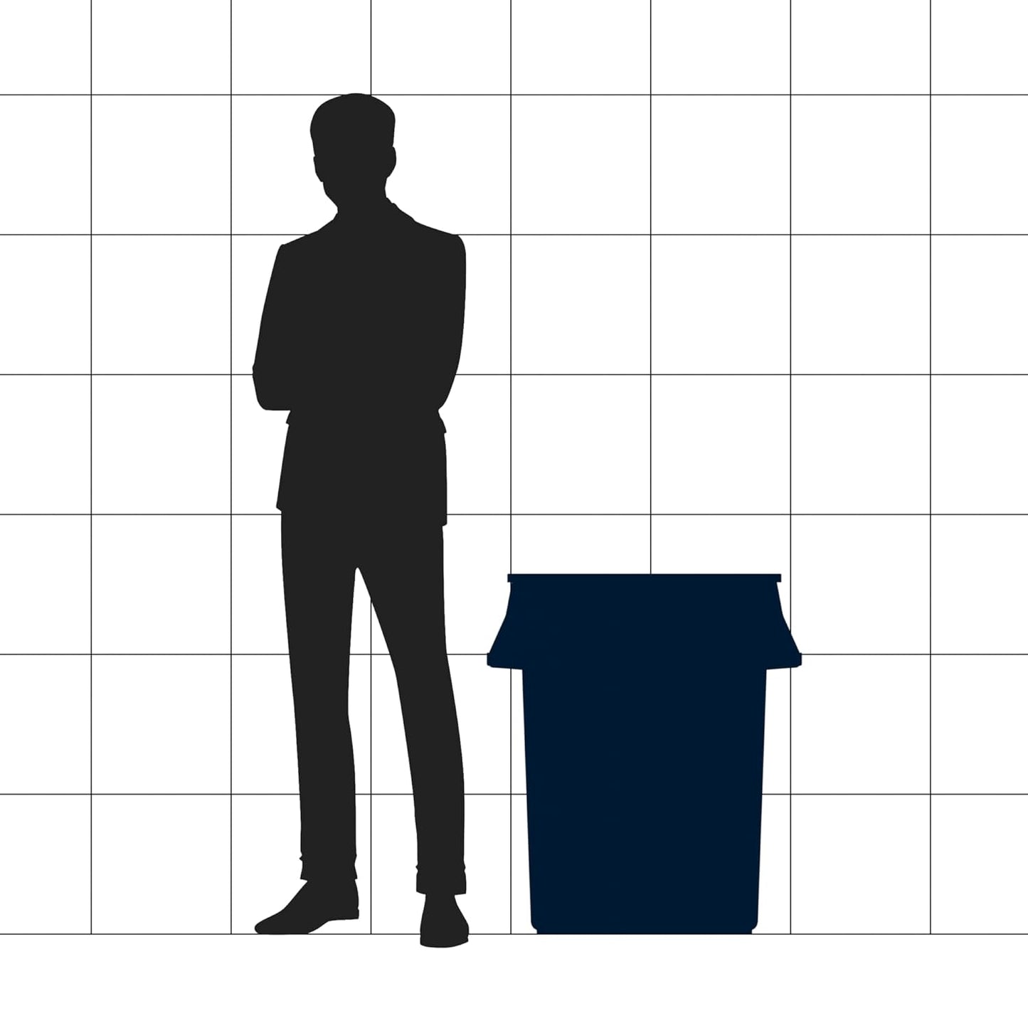 44 Gallon White Round Commercial Trash Can with Lid