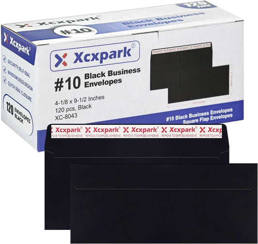120 PCS #10 Black Self Seal Kraft 4-1/8 x 9-1/2 inches Security Envelopes, Windowless Invisible Envelopes Super Strong Quick Seal Envelopes Security Tint Pattern Secure