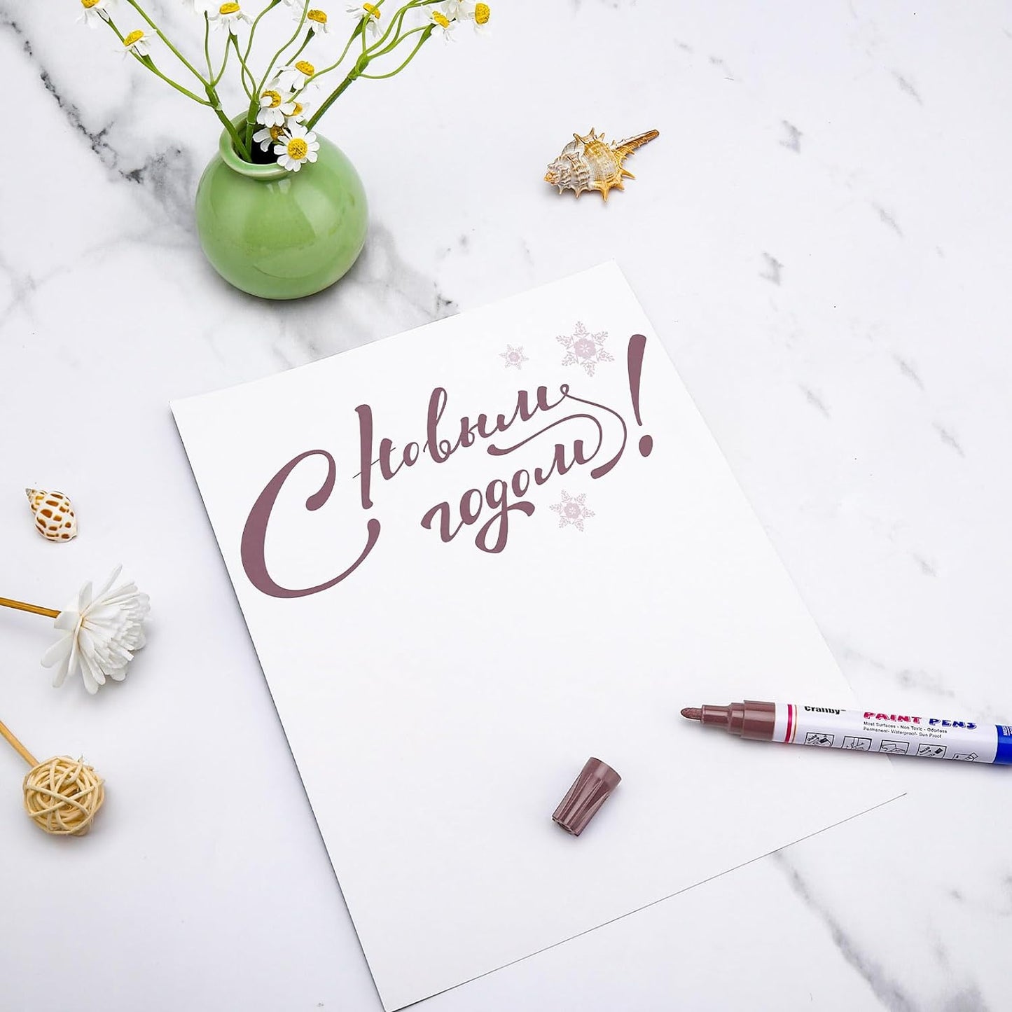 Brown Paint Markers, 2 Pack Oil-Based Waterproof Quick Dry Permanent Paint Pen Set for Rocks Painting, Wood, Fabric, Plastic, Canvas, Glass, Mugs, Metal, Tire, Stone, DIY Craft