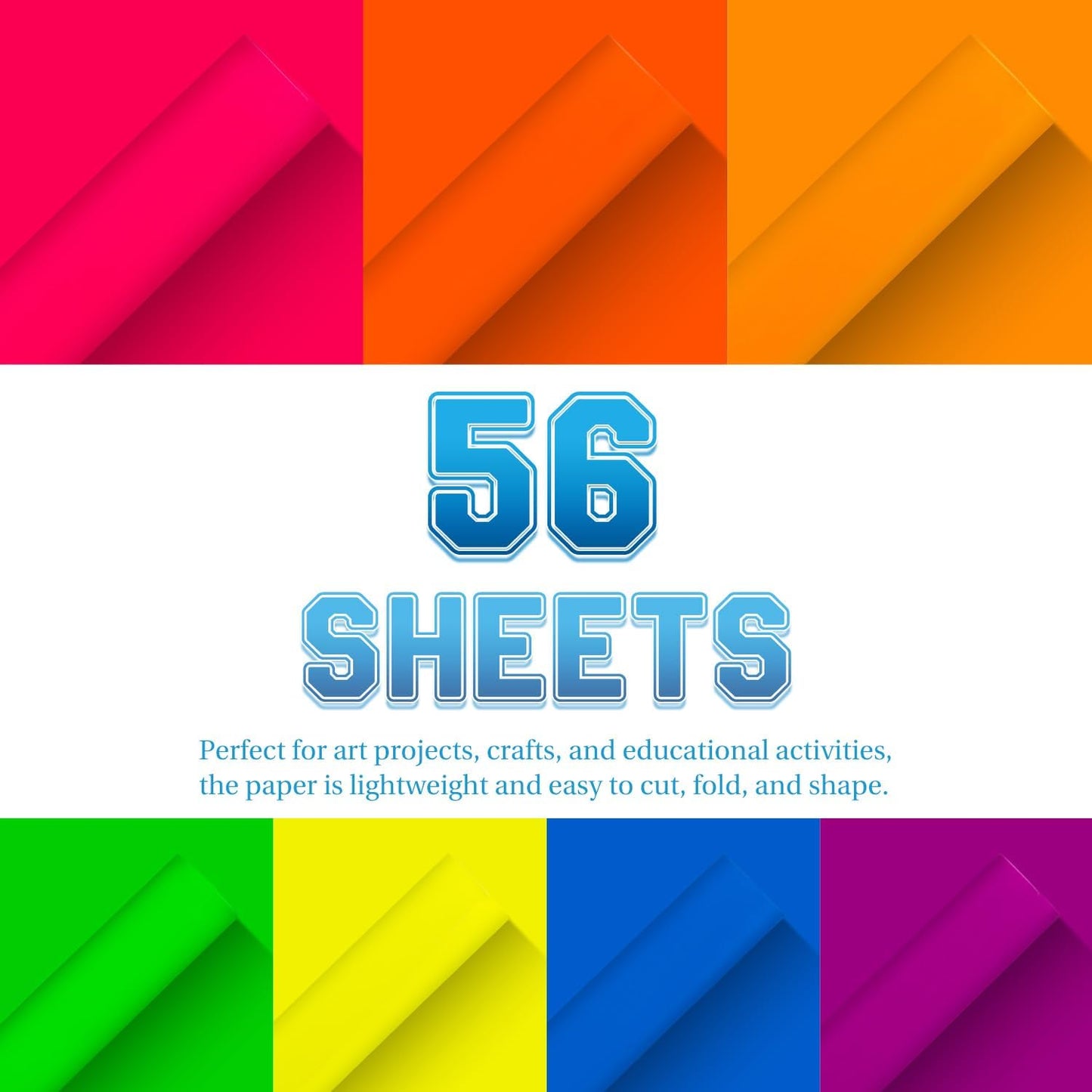 Colored Cardstock 8.5 in x 11 in,56 Sheet Fluorescent Neon Index Paper 250 GSM/90 LB HeavyWeight Card Stock Set of 7 Colors for Cutting DIY Art Craft