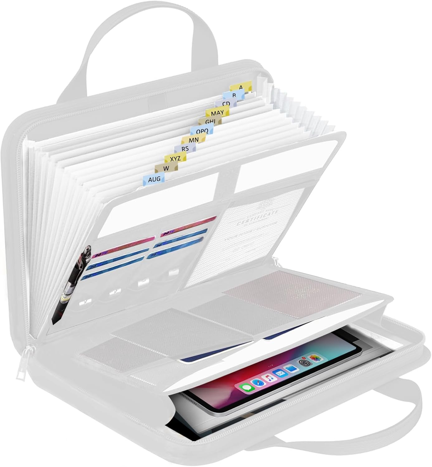 File Organizer Fireproof Expanding Accordion File Folder with Zipper Labels13 Pockets Document Organizer Holder Storage Box Bag for Business Office Receipt Home Travel