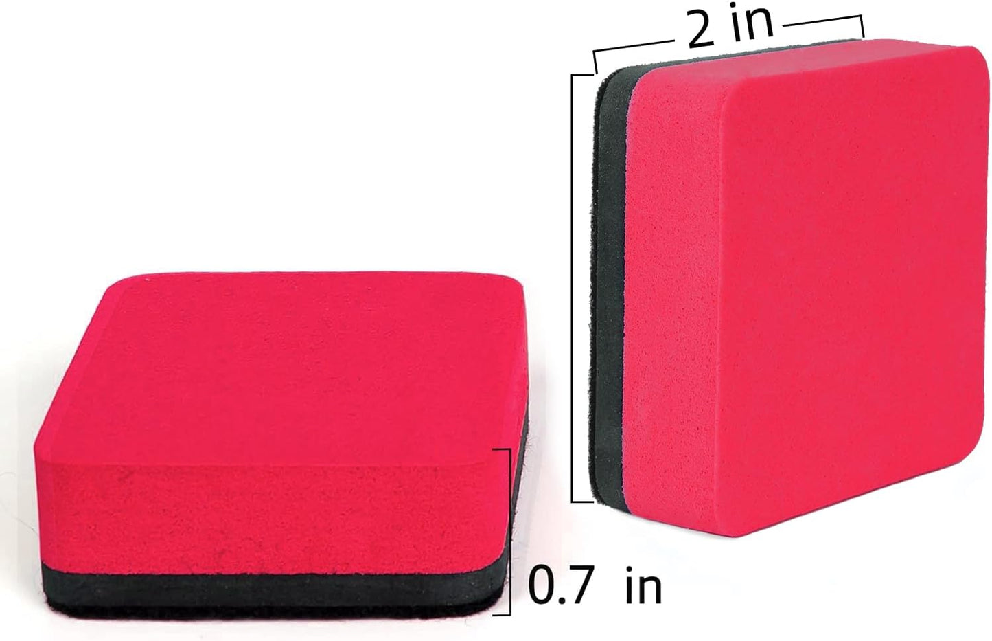 Dry Erase Erasers, 48 Pack Magnetic Whiteboard & Chalkboard Cleansers, Small Magnetic Erasers (Red)