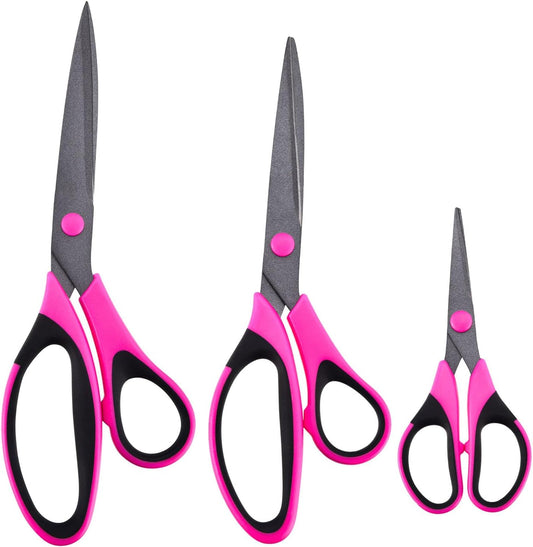 Craft Scissors Set, Sharp Scissors All Purpose Heavy Duty, Teflon Non-stick Titanium Coated, Ergonomic Grip, Ideal for Sewing Fabric DIY&Arts Scrapbook School Office Supplies, 9.3''/8.5''/5.6"