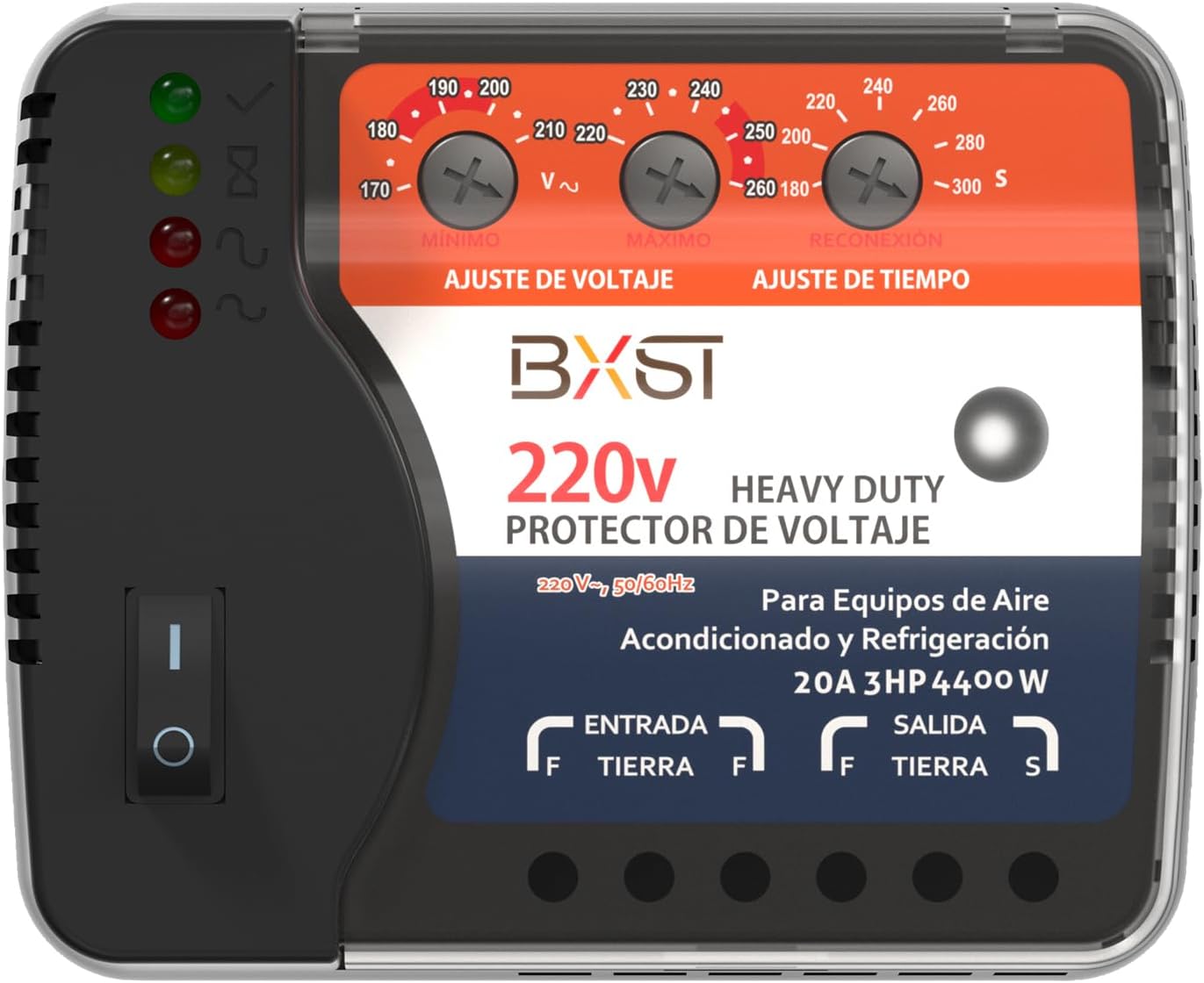 BXST Wiring Voltage and Brownout Surge Protector for Refrigerator TV 4400W Appliance AIR Conditioning Inverter Mini Split Adjustable Over/Under and Delay Time Voltage 20A 220V 140J