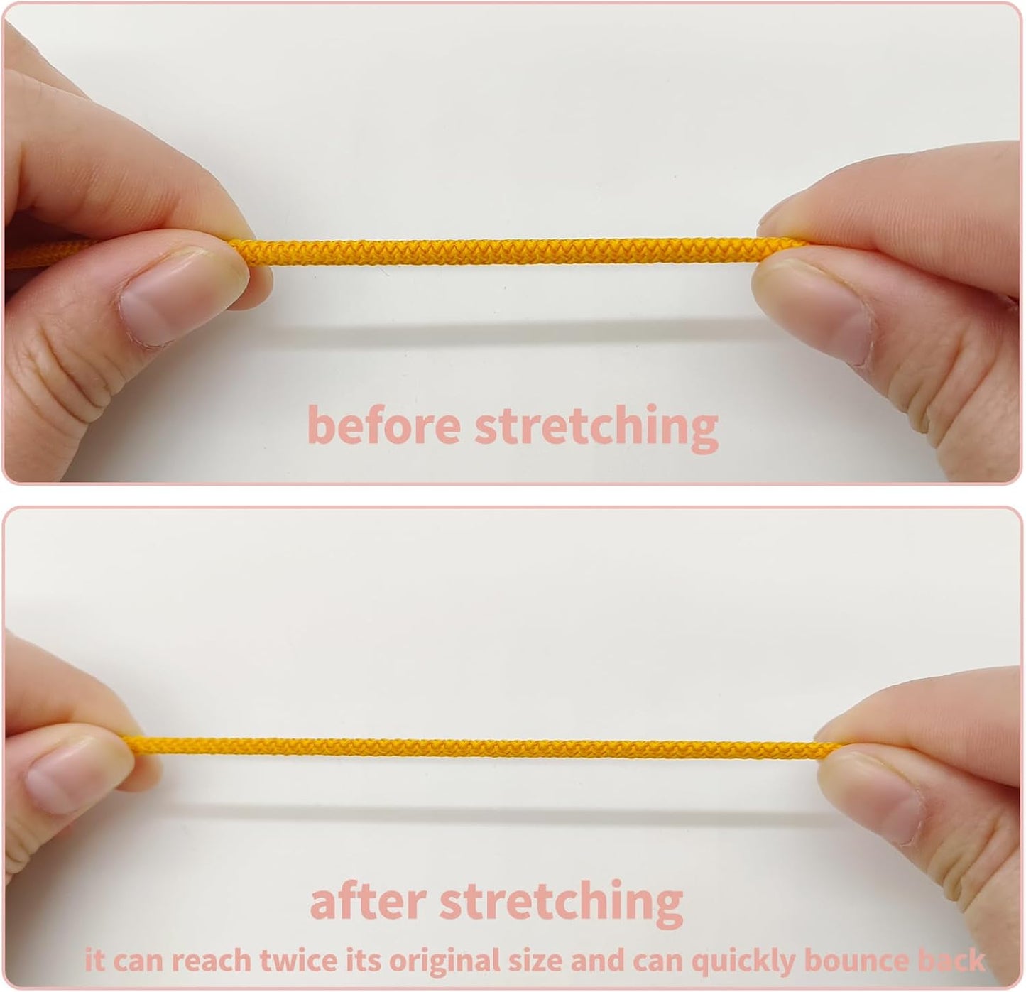 3mm Gold Elastic Cord 45ft - 1/8 inch Strong No-Slip Bungee String for Crafts, DIY Projects, Kayak Tie Downs, Camping Gear, Sports Gear, DIY Crafts, Hair Bands, Sewing & Shoe Laces