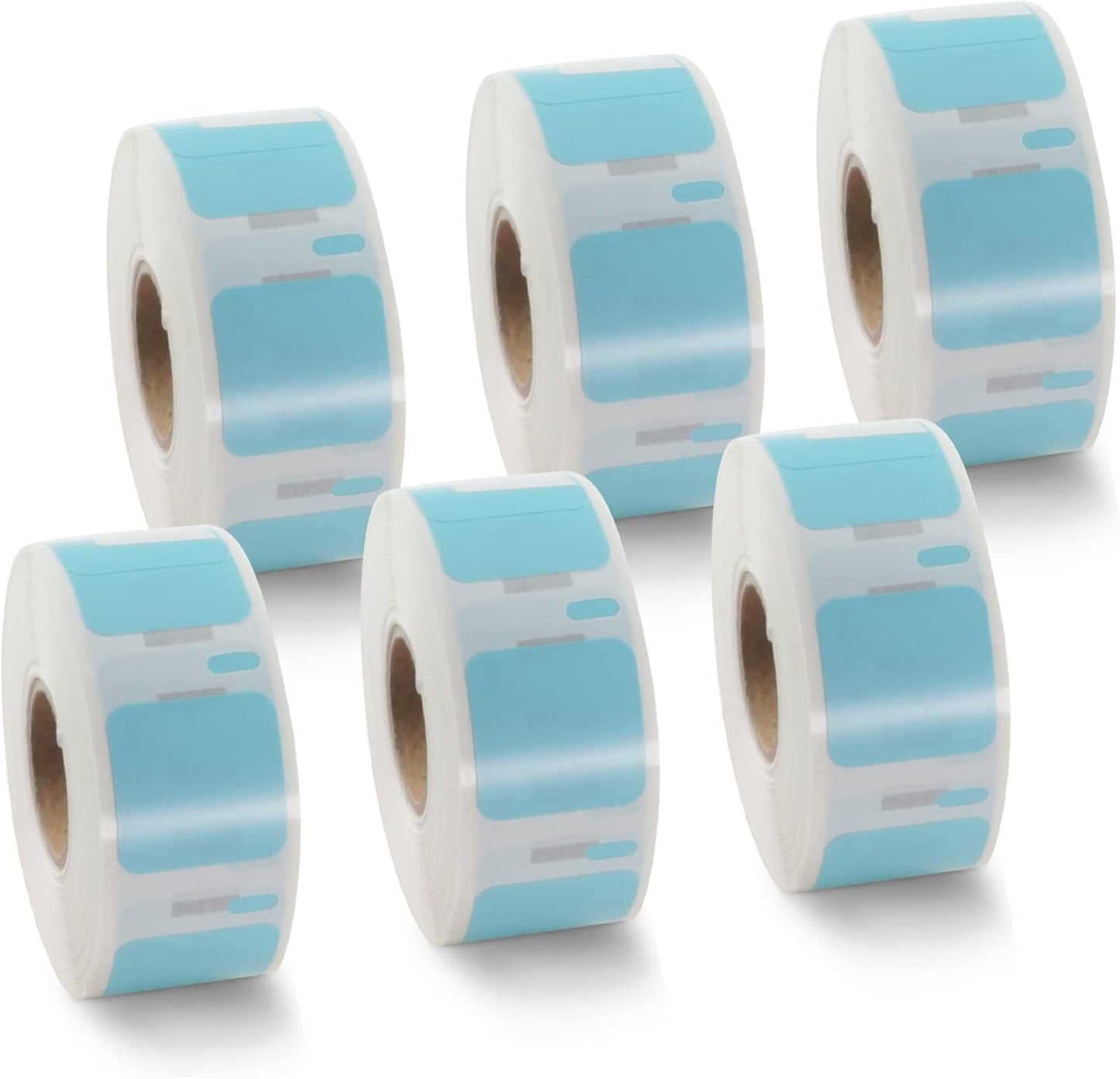 BETCKEY Colored Labels Compatible with Dymo 30332 (1" x 1") Square QR code's Multi-Purpose Labels, Compatible for Dymo LabelWriter 450, 4XL & Zebra Desktop Printers [6 Rolls, Light Blue]