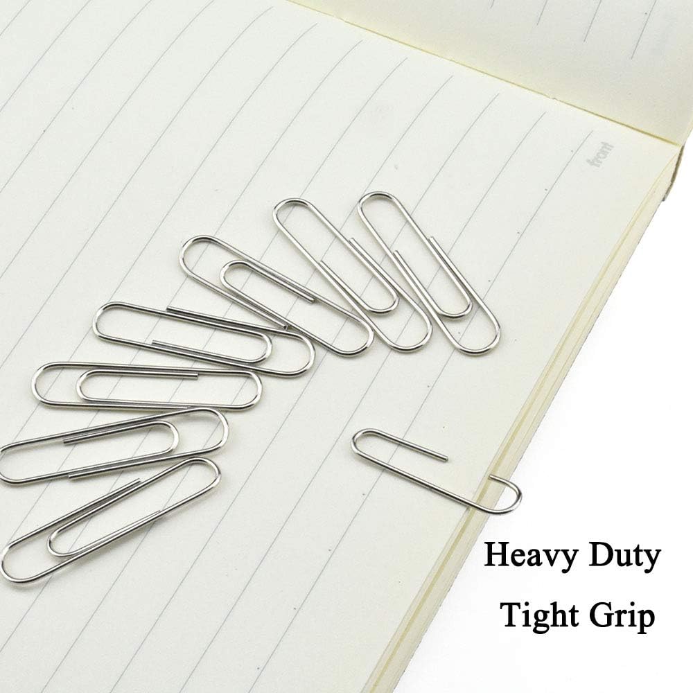 HAHIYO Paper Clips Sturdy 1.3”(33mm) Length 280 Pack Paperclips Heavy Duty Tight Grip Rust Proof Reusable Metal Bright Silver for Home Office School