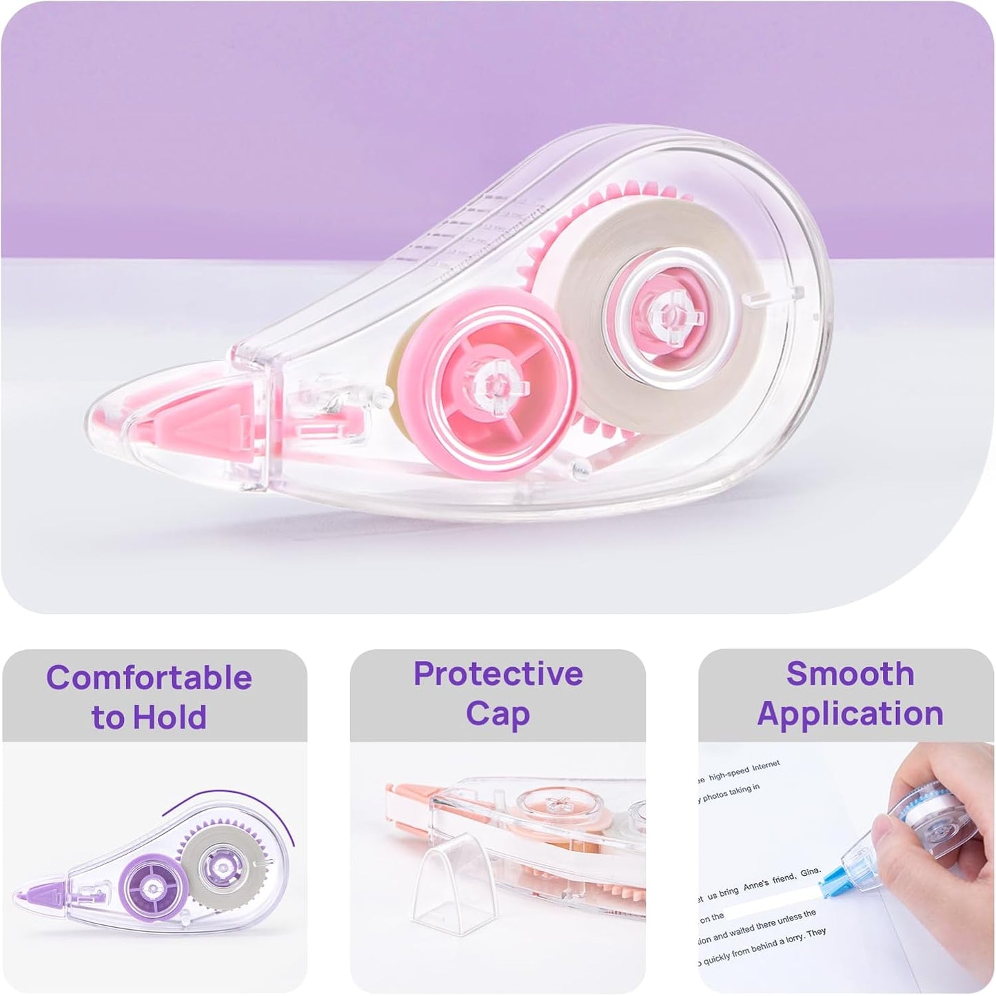 12 Pcs Colorful Core Correction Tape, 18.04 Ft White Wrong Out Tear-Resistant Bulk, Instant Corrections Easy To Use Applicator for School, Office, Note Taking, Journal (Tape Width 0.2 in)