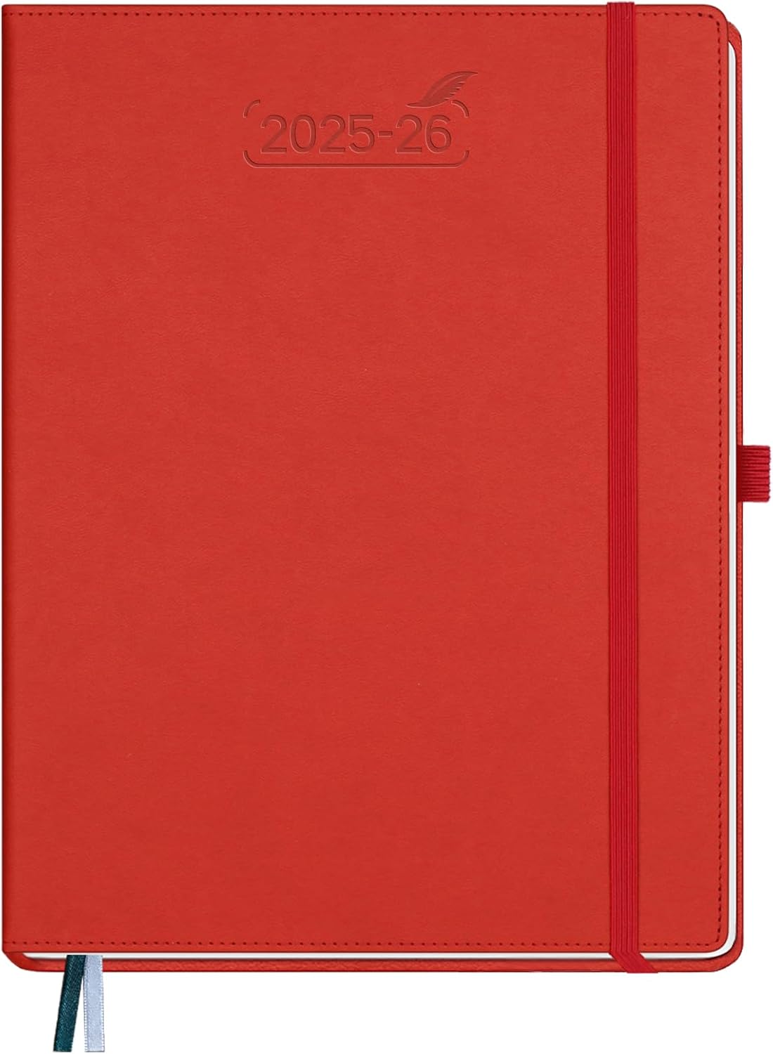 BEZEND Planner 2025-2026 Weekly and Monthly, 8.5" x 11" Academic Calendar (Jul 25-Dec 26) Vertical Daily Appointment with Hourly Timeslot & Monthly Tab, PU Leather Hardcover - Red