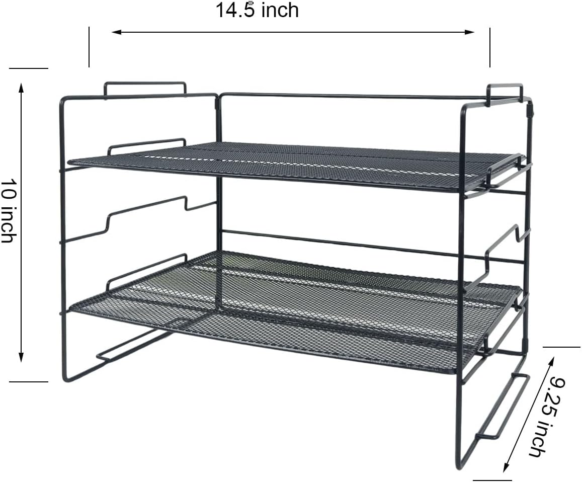 2 Tiers Metal Mesh Desk Organizer and Accessories Stackable Paper Tray and Letter Tray File Organizer, File Document Storage Rack