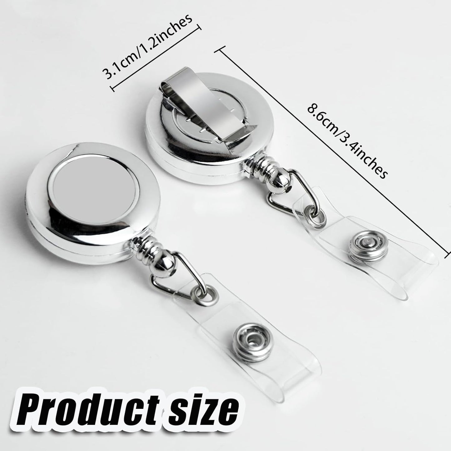 30 Pack Badge Holders, Silver Retractable Badge Reels, Durable Metal Spring Clip (Silver) - 24 Inch Retractable Cord Lanyard