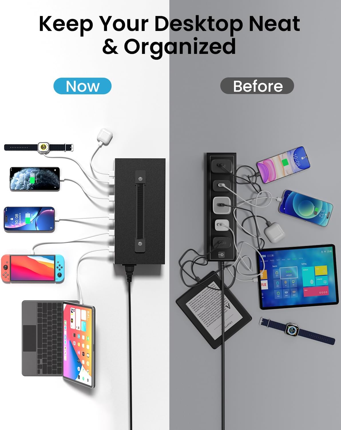 250W USB~c Charging Station, 30 Port (20 USB A & 10 USB~C Port) USB Charger Block, Fast Charging Station for Multiple Devices, Desktop Charger Compatible for iPhone, iPad, Tablets