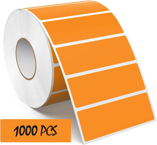 3 × 1 Inches Orange Rectangle Color Coding Labels 1000 PCS, Self-Adhesive Writable Waterproof Vinyl Blank Sticker Roll for Office Home School Business