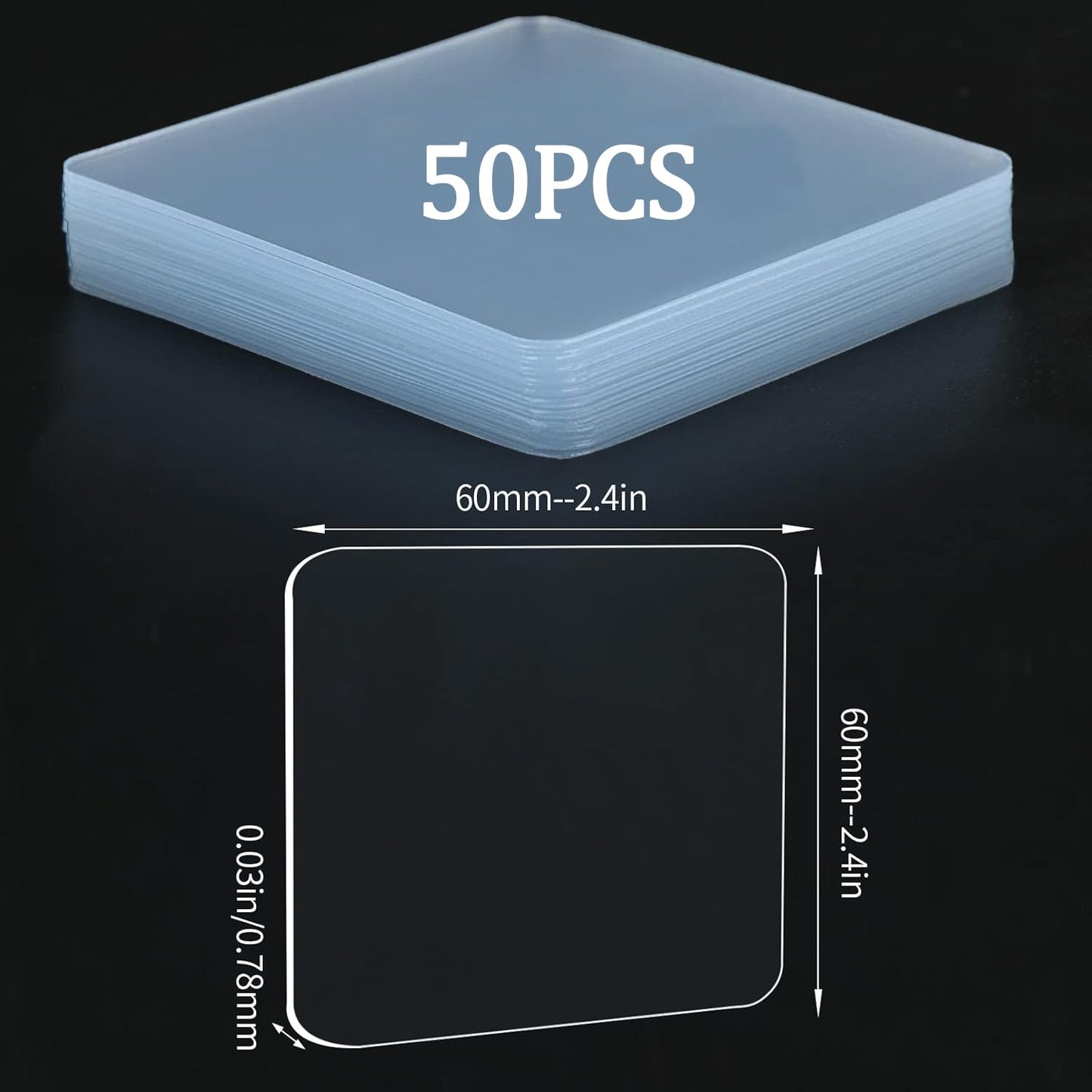 50PCS Premium Double Sided Mounting Squares Clear Tape,Heavy Duty Adhesive Pads for Pictures,Poster Hanging Strips - Strong Sticky Tack,Waterproof Adhesive for Shower,Wall Patch,Sticky Pads