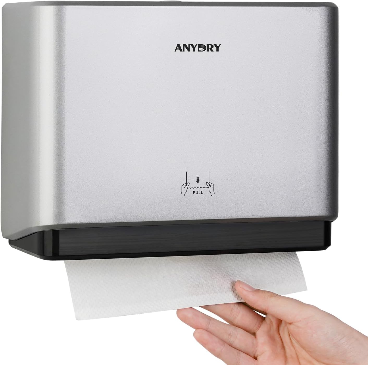 200-Sheet Wall-Mounted Paper Towel Dispenser, Fits Multi-Fold Towels up to 10x3.1 Inches, Perfect for Home & Business (Silver)
