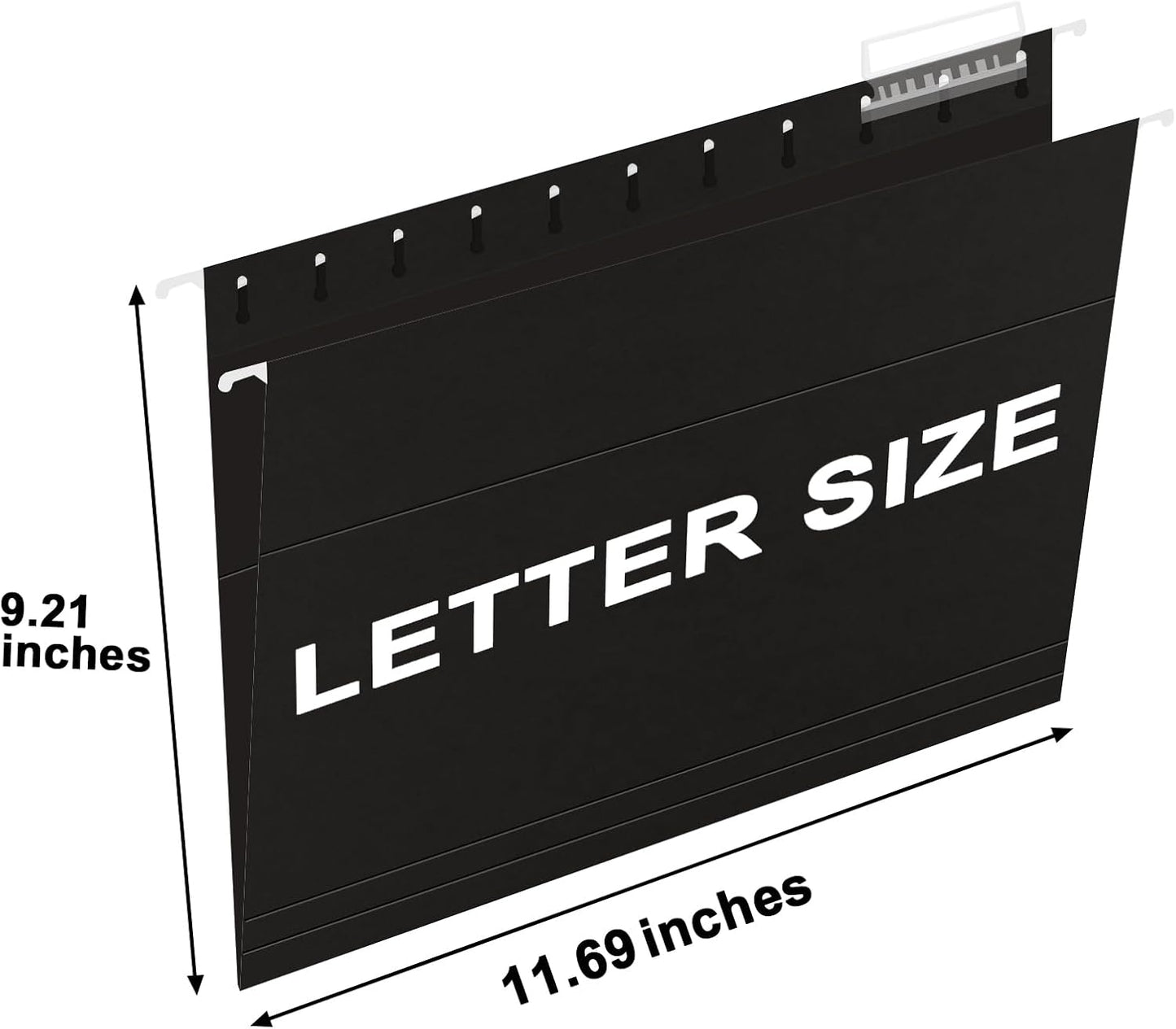 HERKKA Hanging File Folders, 60 Pack Reinforced Letter Size Hanging Folders, Designed for Bulky Files, Filing Cabinet, 1/5-Cut Adjustable Tabs (Black)