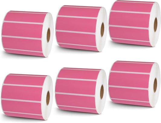 BETCKEY - 3" x 1" UPC Barcode & Address Labels Compatible with Zebra & Rollo Label Printer,Premium Adhesive & Perforated[Pink, 6 Rolls, 8250 Labels]