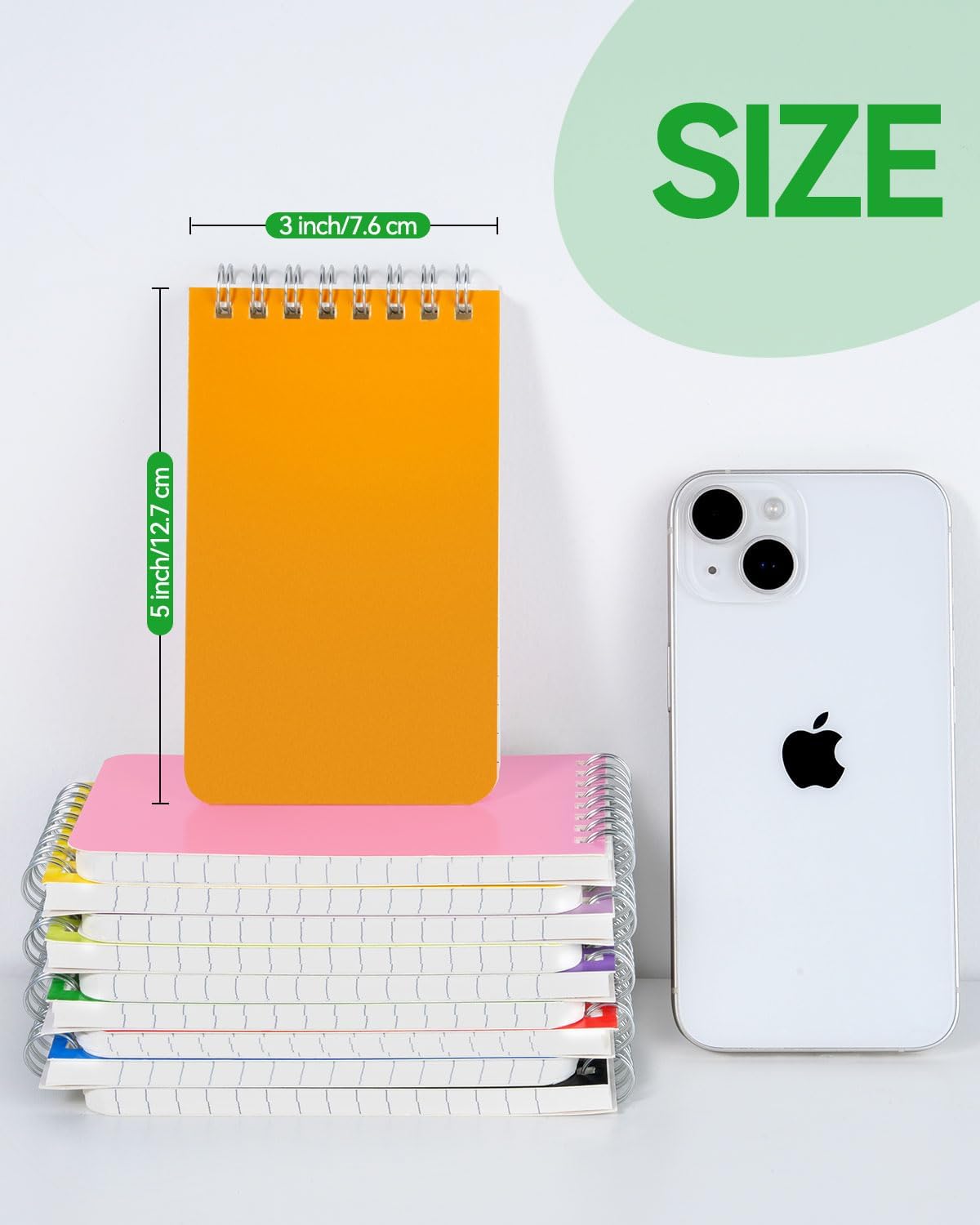 Dynta Pocket Notebook Bulk 60 Packs, 3x5 Inch Small Notepad Top Bound With Lined Pages, 10 Vibrant Colored Mini Spiral Notebooks 60Sheets/120Pages (80GSM), Memo Pads for Home, School, College, Office