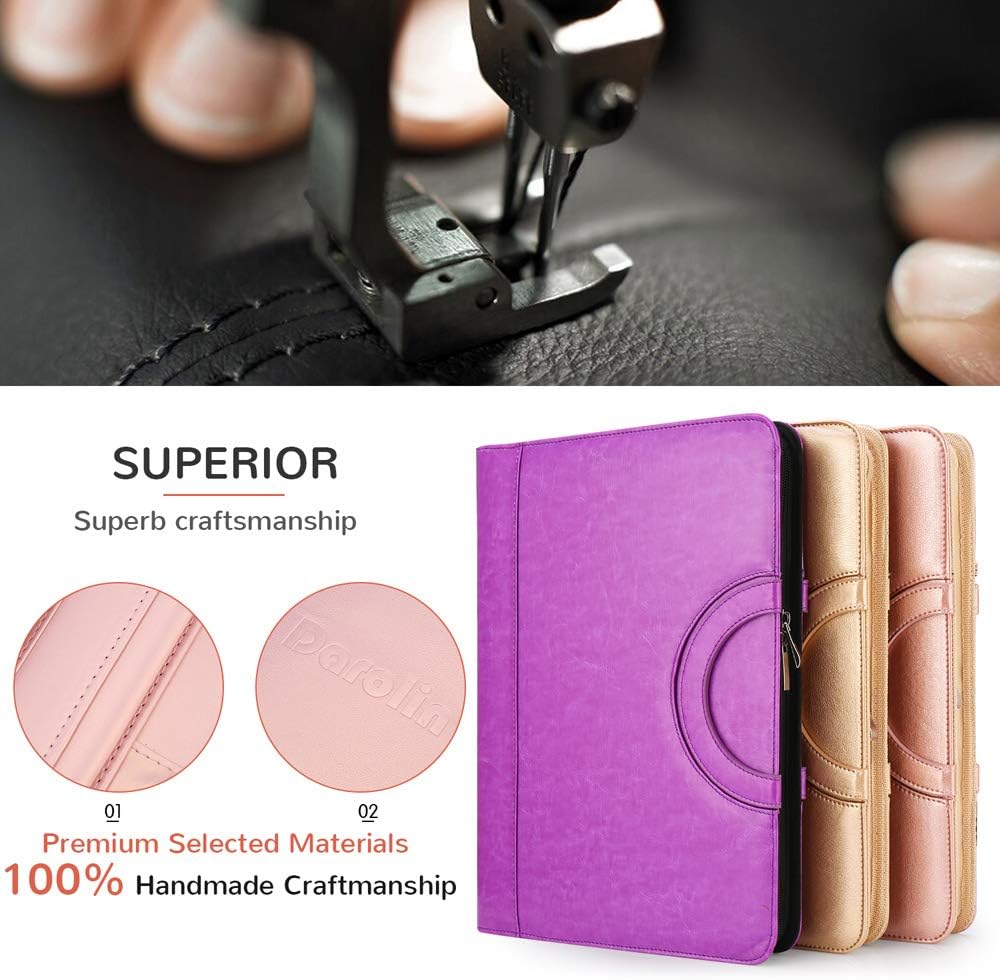 Darolin Zippered Leather Padfolio Portfolio with [Hidden Handle] and [Clipboard], Business Conference Portfolio Organizer Notepad Folder, Padfolio for Women/Men (Rosegold)