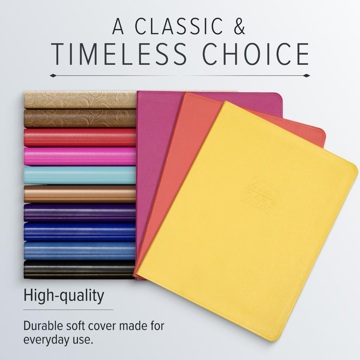 Gallery Leather Academic Planner 2025-2026, Teacher and Student Weekly Monthly Planner, Elegantly Bound Calendar with Gold-Gilded Page Edges, 18 Months - Caribbean Yellow - 9x7"