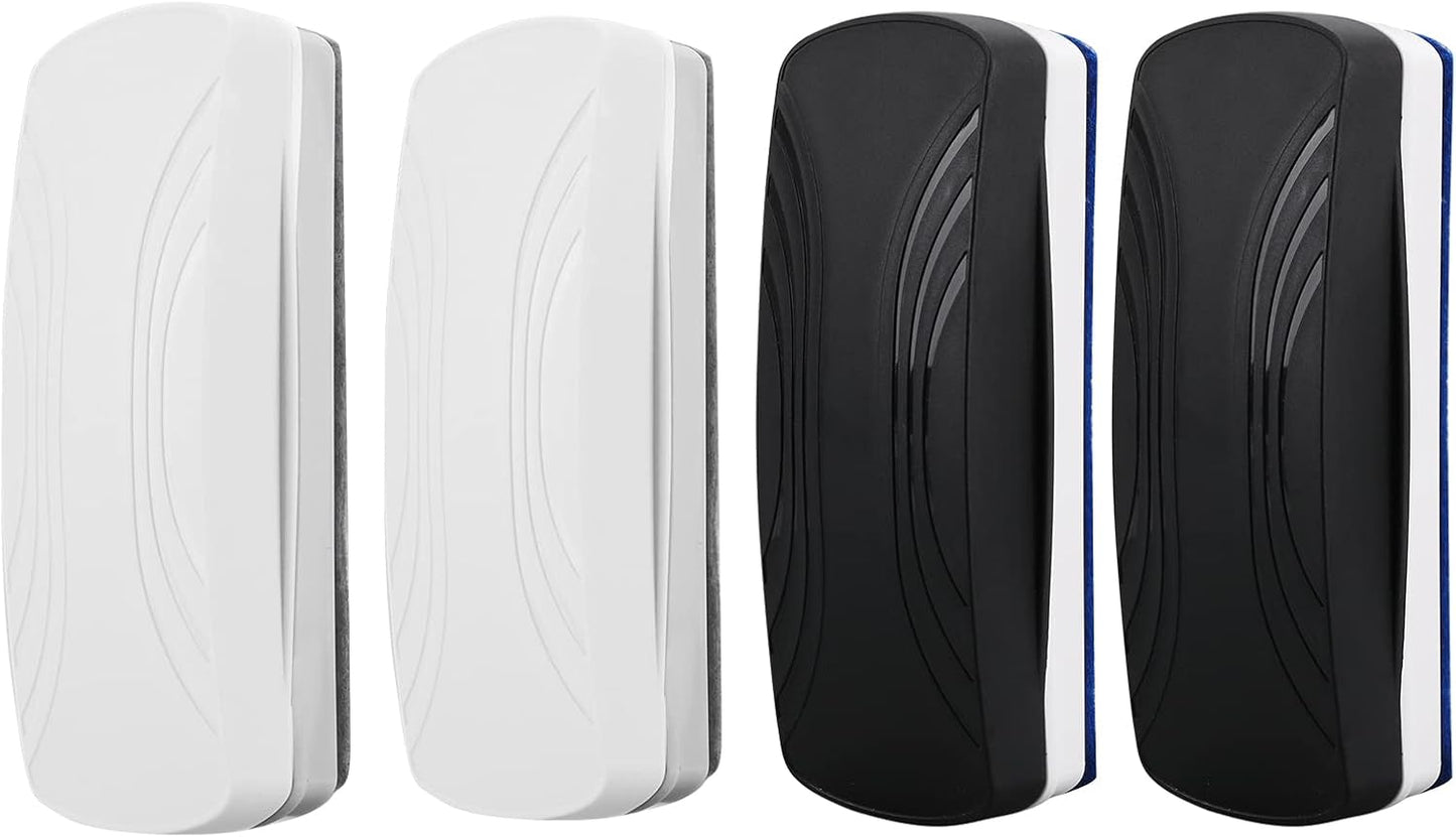 Ddaowanx Whiteboard Eraser, Magnetic Dry Erase Eraser, Glass Board Eraser,School and Office Supplies (4 Pack/2 Black+2 White)