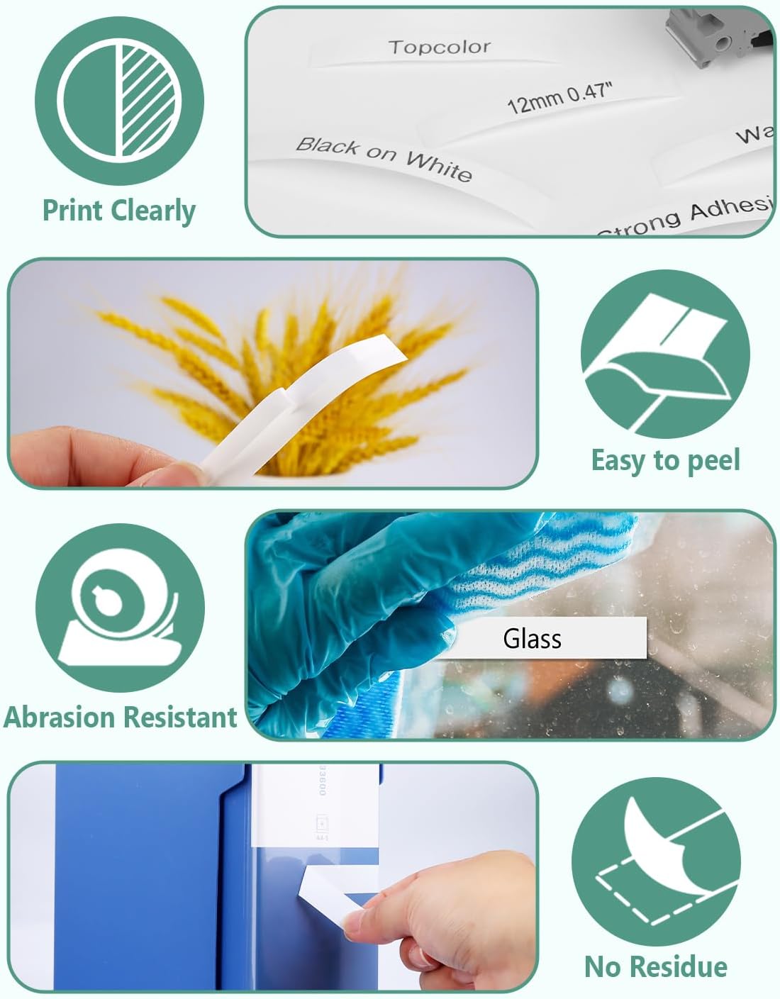 10-Pack 12 mm 0.47" Black on White Compatible for Brother Tze-231 Tz231 P Touch Label Tape 12mm 0.47" Laminated White Tze Tz Tape 1/2" for PT-D210 PT-D202 PT-D220 PTD410 PTD600 PTD400 PT2430