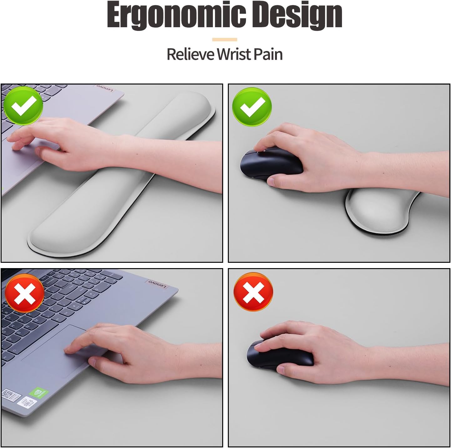 Bloss Leather Desk Pad and Keyboard Wrist Rest, Large Mouse Pad + Keyboard Pad+Mouse Wrist Support, Non-Slip Desk Mat Protector for Office, Home(31.5×15.7 Inches, Light Grey)