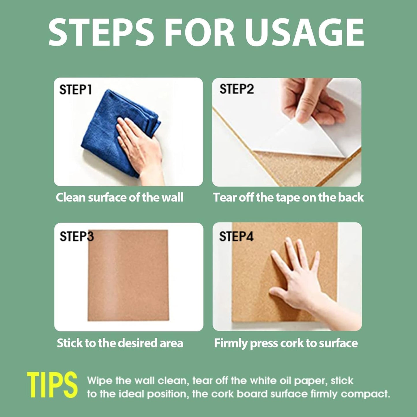 6 Pack Cork Bulletin Board 12 x 12 Inch - 1/2" Thick Cork Board Tiles,Self-Adhesive Frameless Cork Tiles Wall Decor with 50 PCS Pushpins for DIY, Office, School and Home Decor