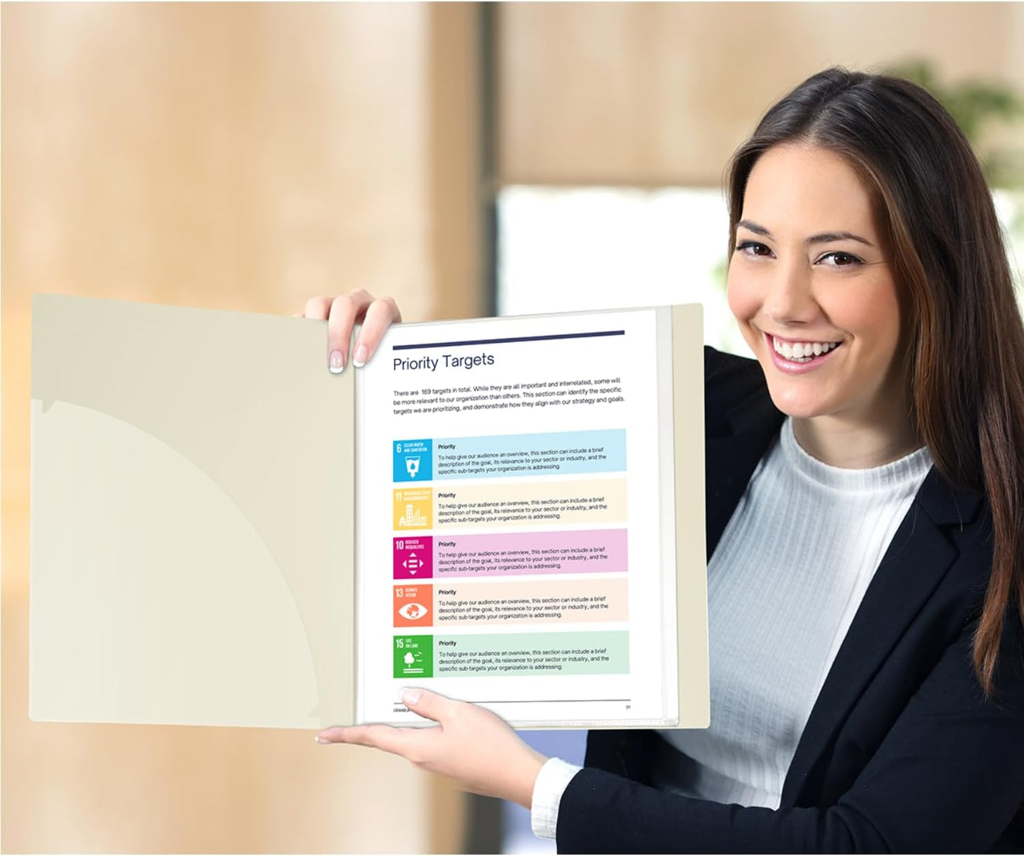 Dunwell Presentation Binder 24-Pocket, Displays 48 Pages, 8.5x11 Portfolio Binder with Plastic Sleeves, Storage and Organizer for Documents, Certificates, Projects, Photos (Ivory)