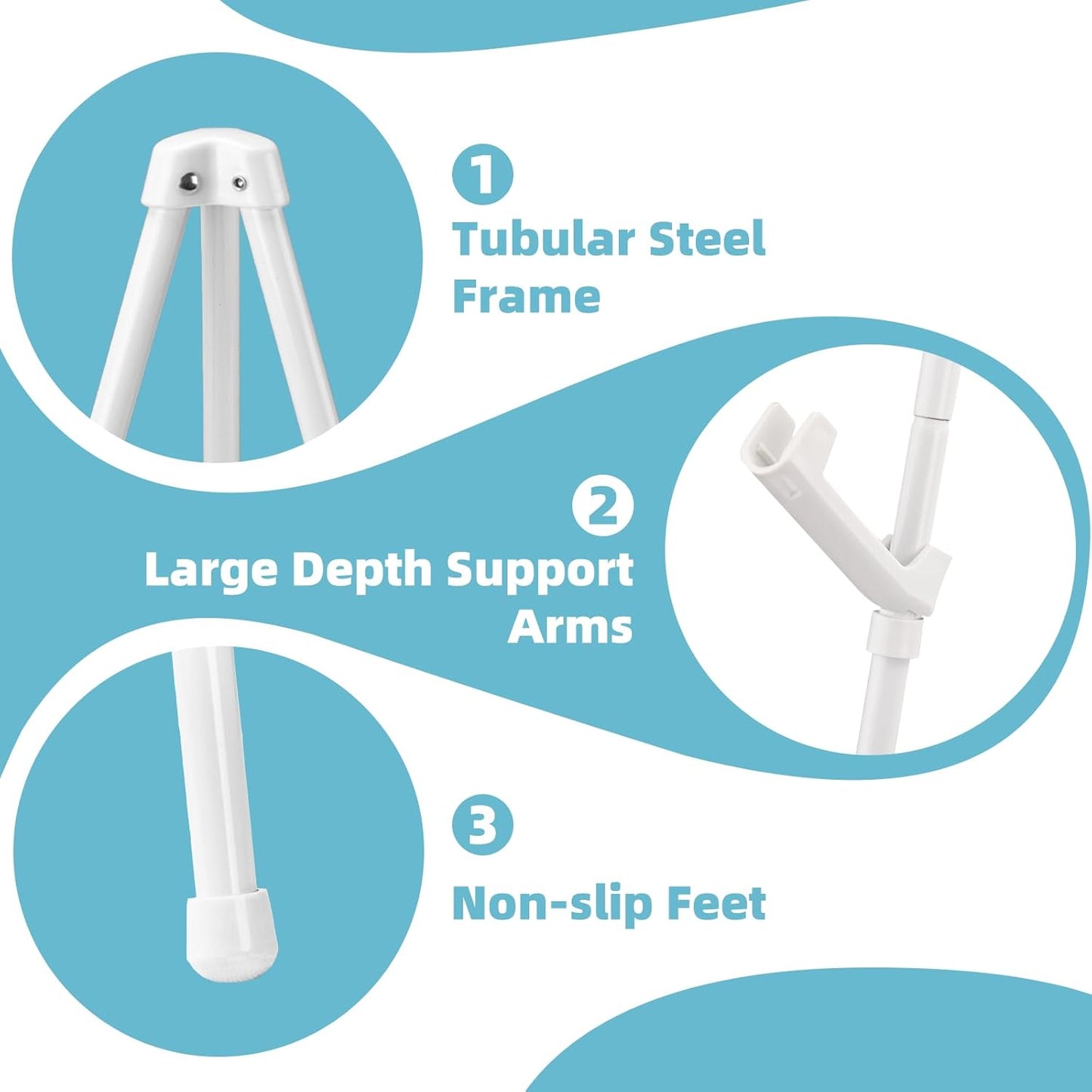 3PCS White Easel Stand for Wedding Sign Stand, 66 Inch Lightweight Adjustable Art Poster Board Stand for Display Wedding Welcome Sign, Metal Easel Stand for Painting with Portable Bag