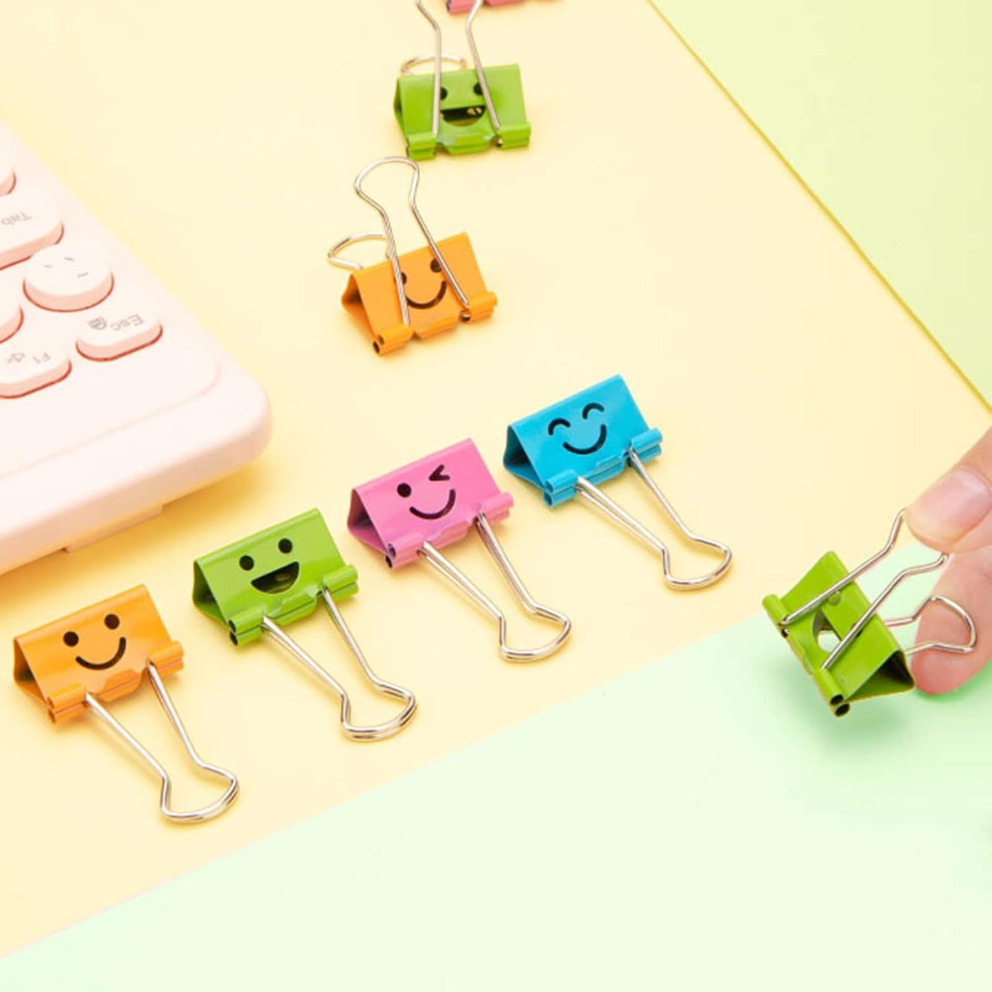 48 Pack Medium Paper Clips (1 inch/25mm), Smiling Face Binder Clips, Assorted Colors
