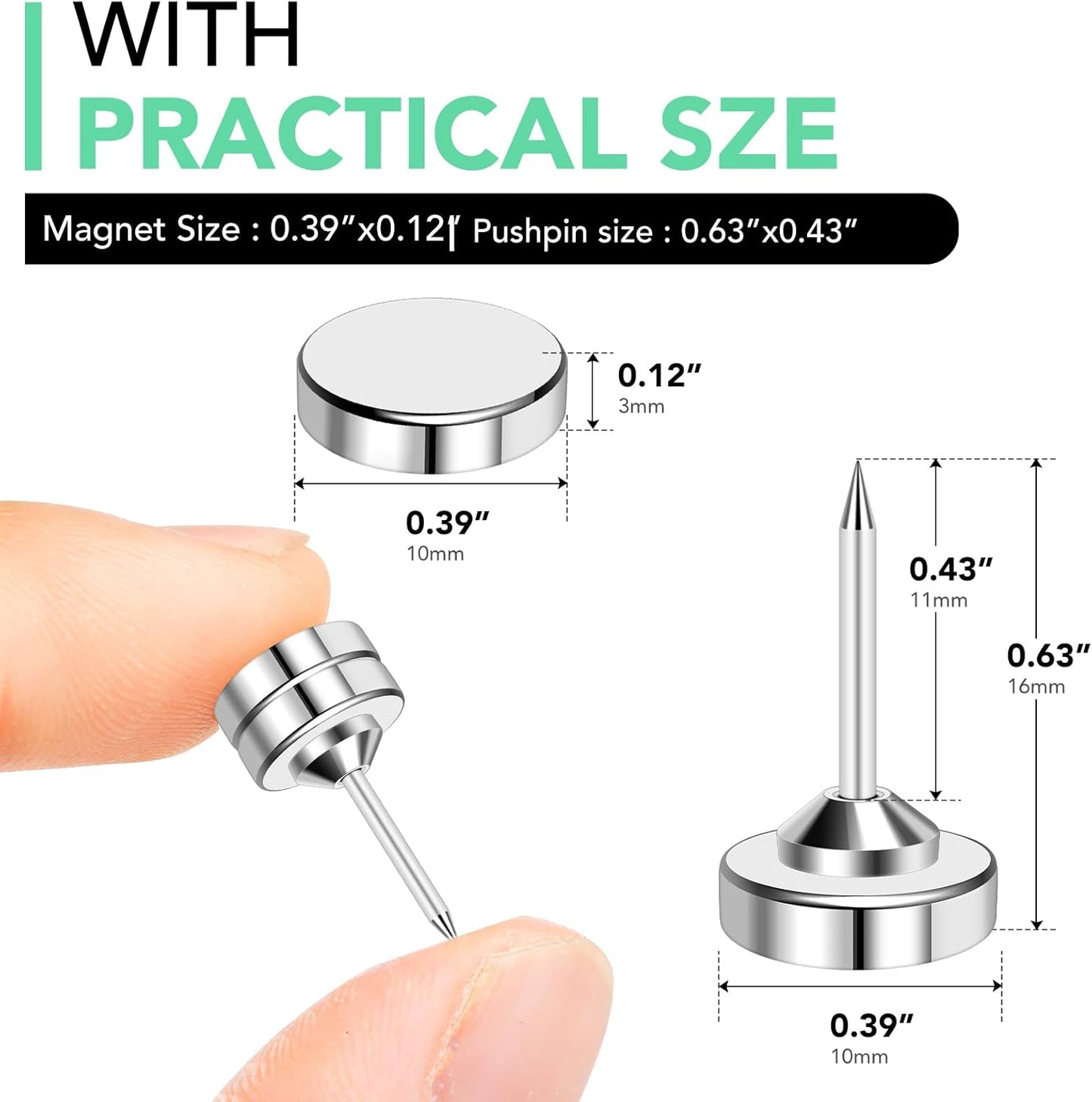 E BAVITE Magnetic Push Pins ThumbTacks, 36 Sets Magnet Pushpins for Wall Bulletin Board Cork Board Cute Decorative Push Pin Clips for Poster Hanger Picture Hanging Home Office Accessories