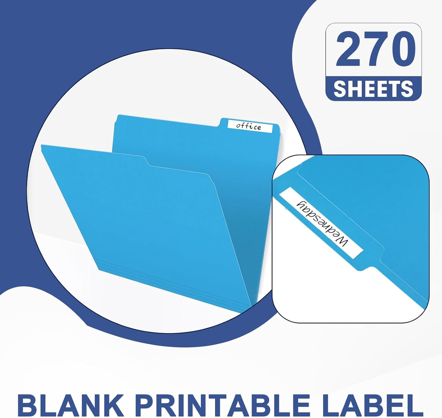 File Folder, PANDRI 270 Pack Colored File Folder, 1/3 Cut Tabs, Letter Size, Assorted 6 Colors Filing Folder for Office School Business