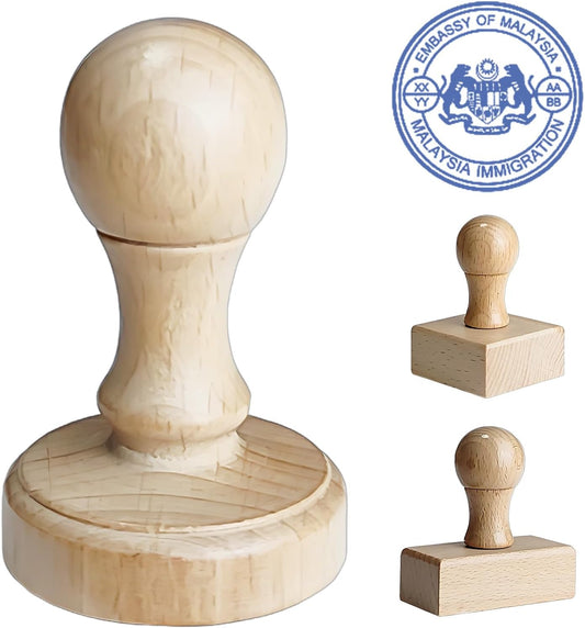 Custom Stamp – Personalized Wooden Rubber Stamp with Logo, Name, and Address, Upload Your Own Design, Multiple Sizes for Branding & Crafting (Round)