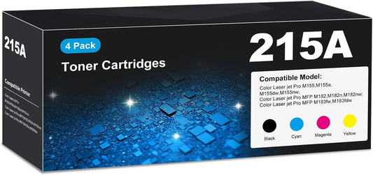 215A Toner Cartridges M183fw for HP 215A Toner cartridges 4 Pack, M183fw M182 M155 Toner cartridges, HP215A Toner 215 for HP Color Laser Jet Pro MFP M183fw M183fdw M182 M182n M182nw M155 M155a M155dw