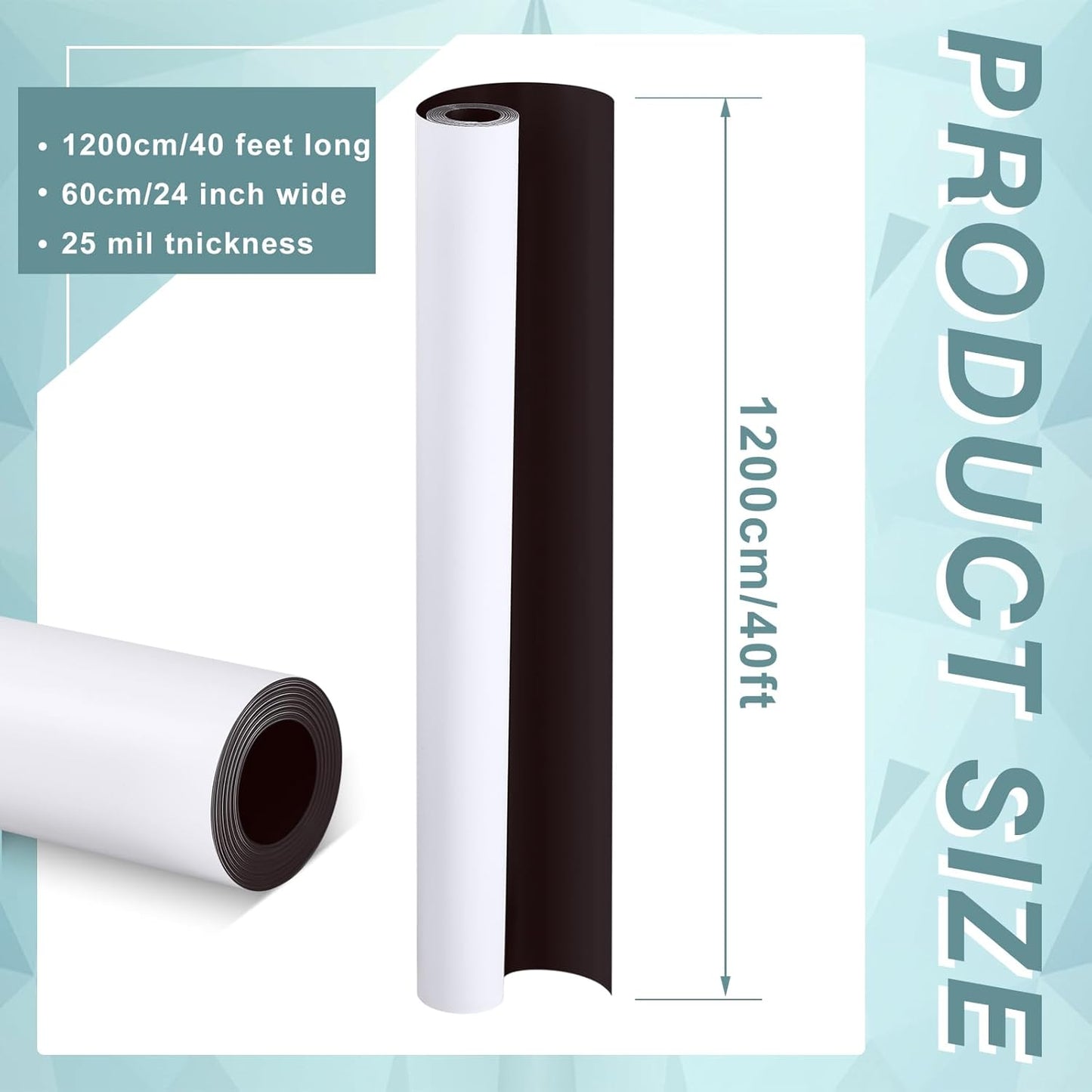 Amylove Blank White Surface Magnet Sheets 24 Inch x 40 Feet, 25 Mil Magnetic Roll Printable Flexible Vinyl Blank Magnetic Sign Sheet Safe for Vehicles DIY Craft Project