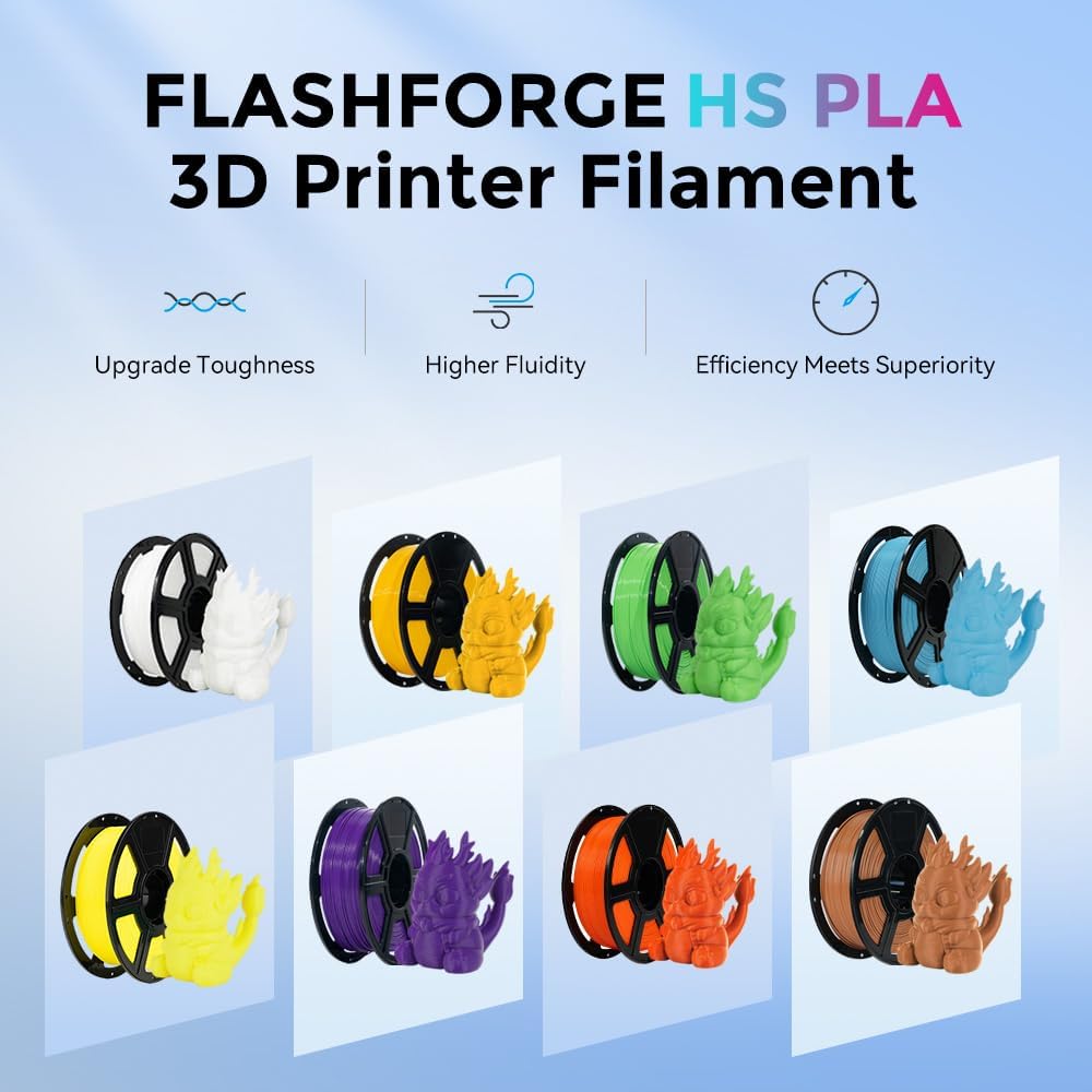 FLASHFORGE Rapid PLA Filament 1.75mm, High Flow Speedy 3D Printer Filament, Experience Exceptional Performance with 500mm/s High-Speed Printing, Neatly Wound & Top-Notch Filament (Natural)