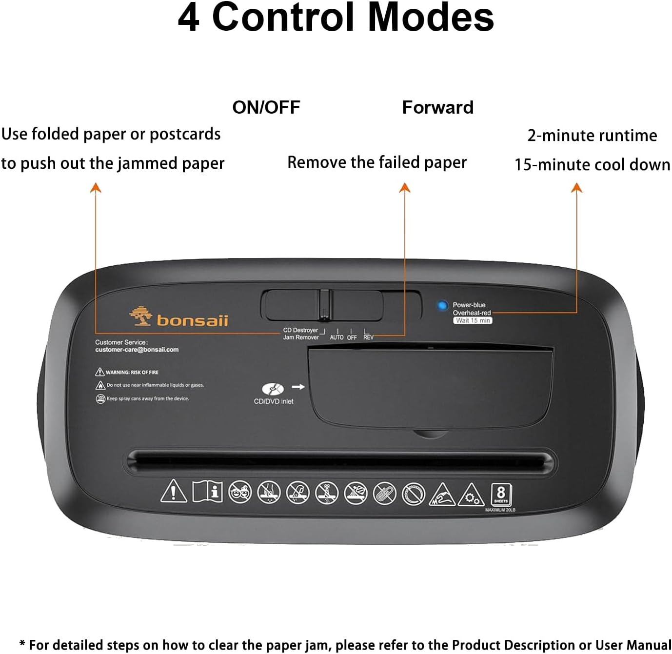 Bonsaii 8-Sheet Strip-Cut Shredder for Home – Compact Home Office Paper Shredder with Overheat Protection, Capable of Shredding CDs and Credit Cards, Includes a 3.4-Gallon Waste Bin