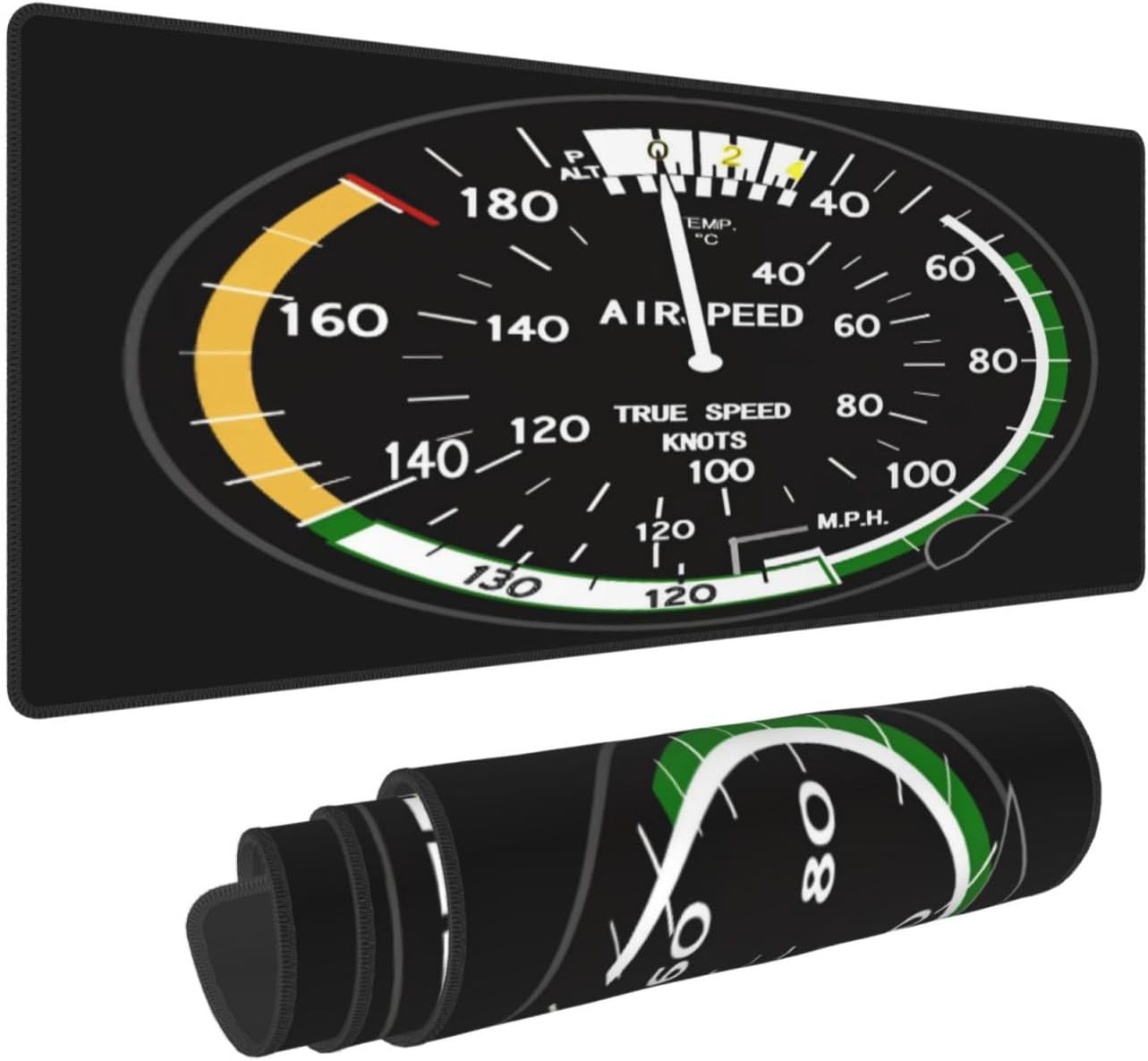 Aircraft Speedometer Pilot Flight Mouse Pad, Airplane Large Big Gaming Mouse Pad Desk Pad, Mousepad with Non-Slip Rubber Base, Extended XXL Mouse Mat for Computer Laptop Office Accessories