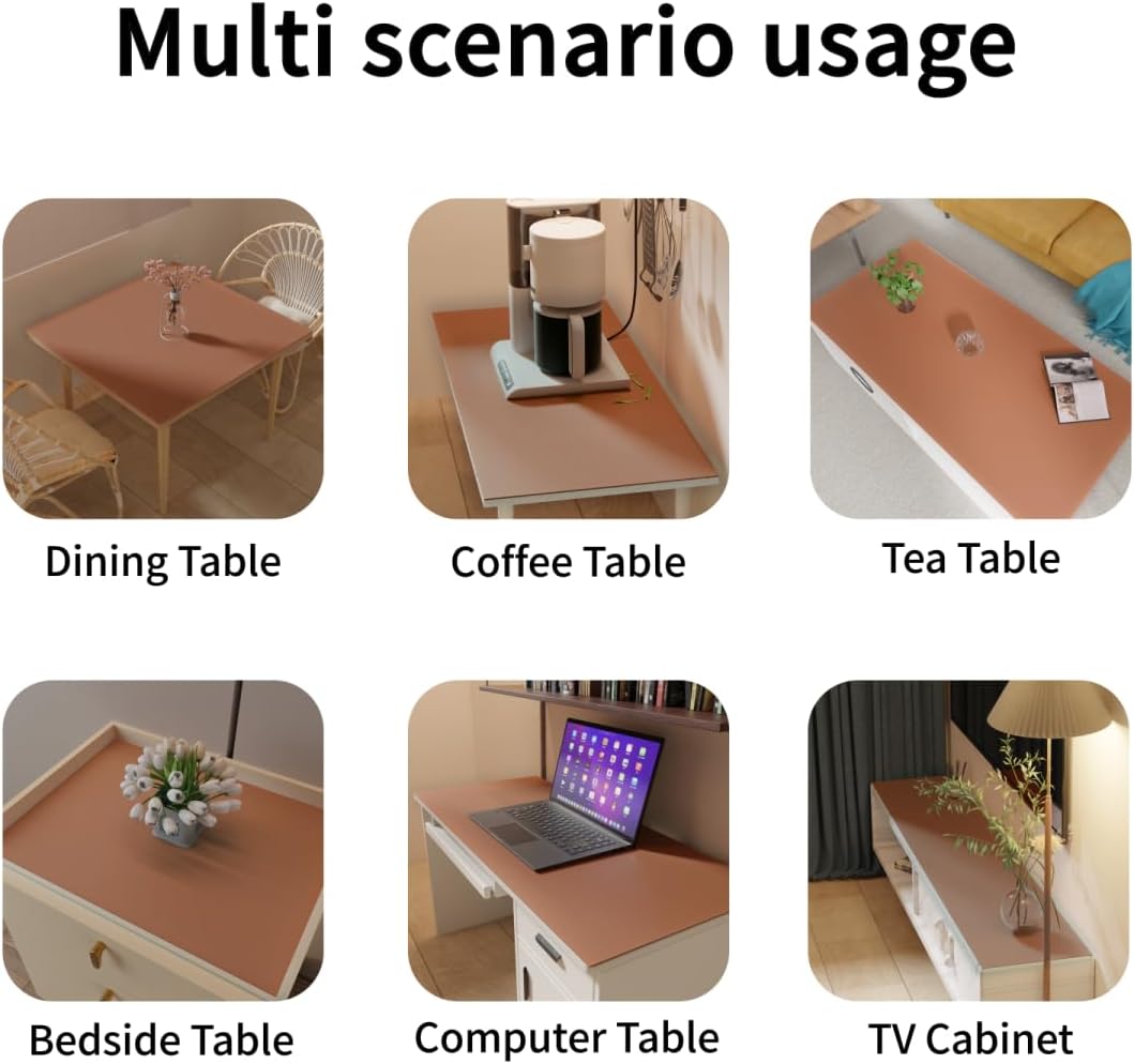 Desk Pad Mat - 14x48 Inch Waterproof Easy to Clean Can Conceal Flaws Protector The Table Top from Scratches Used for Coffee Table Office Table Dresser(Brown+Gray 14x48)