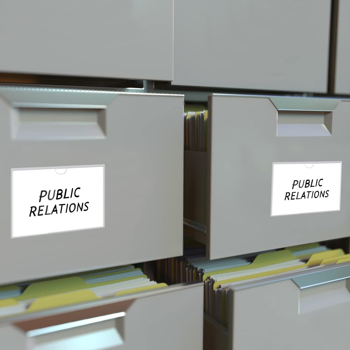 Chinco 50 Pack Clear Adhesive Pockets, Labels for Storage Bins, Plastic Self Adhesive Index Card Holder with Top Open for Organizing Bins Box Drawer(4.3 x 6.3 Inches)