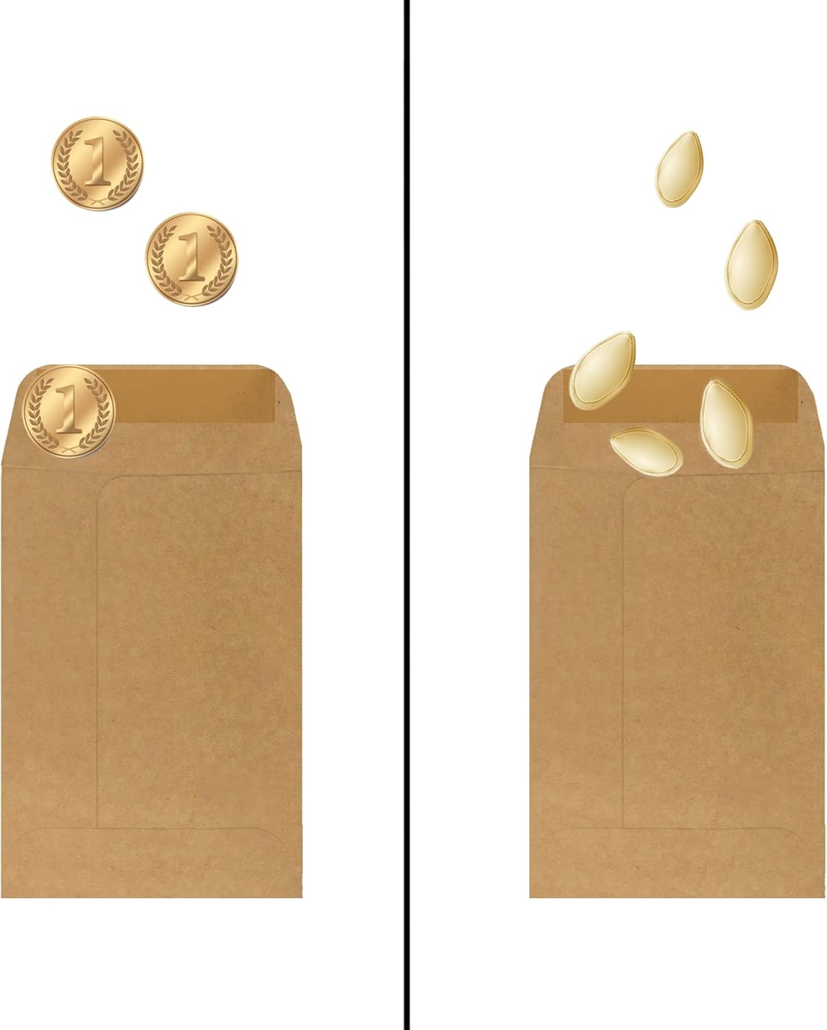 200 Pack #3 Kraft coin envelope 2.5 x 4.25 inches Kraft Envelopes Classic Small Parts Envelopes with Self Adhesive Gummed Flap for Coins Cash Credit Cards Seeds