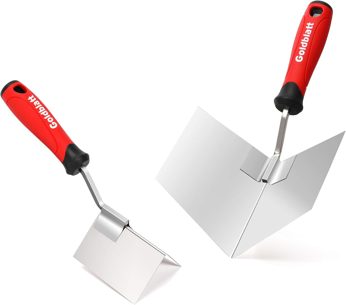 Goldblatt 2 Piece Drywall Corner Tool Set, 5'' Outside Corner Knife & 3-1/2'' Inside Corner Knife, with Soft Grip Handle - Stainless Steel Sheetrock External Corner Trowel & Internal Corner Trowel