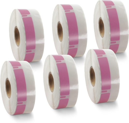 BETCKEY Colored Labels Compatible with Dymo 30346 (1/2" x 1-7/8") Library Barcode Labels, Compatible for Dymo LabelWriter Thermal 450, 4XL & Zebra Desktop Printers [6 Rolls, Pink]