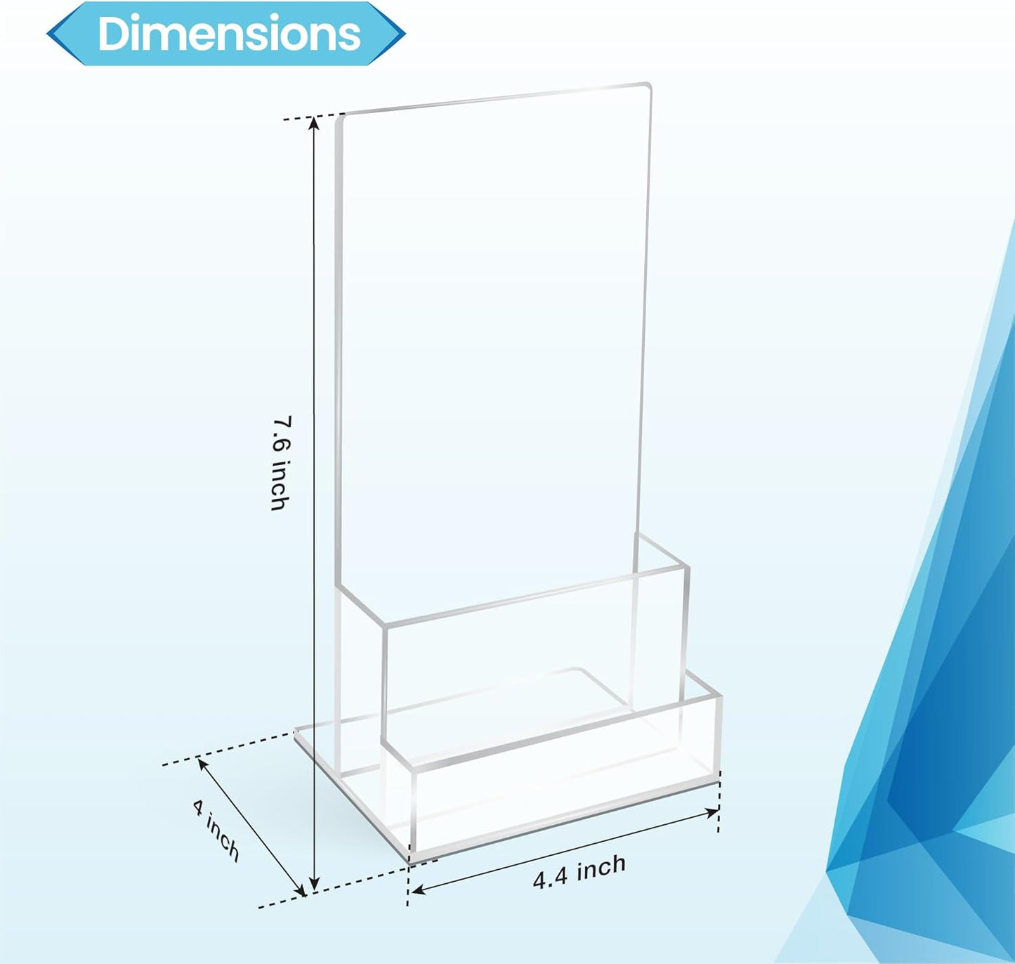 2 Pack Acrylic Brochure Holder Stand 4‘’, Clear brochure and business Rack Card Holder Stand, Plastic Flyer Display Stand for Magazine, Pamphlet, Booklets, Menu, Journals, Business Card